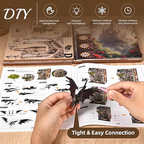 Miniatura 109 de Kit de rincón de libros en miniatura, rompecabezas de madera 3D con luz LED para decoración de estantería (más allá de la biblioteca)