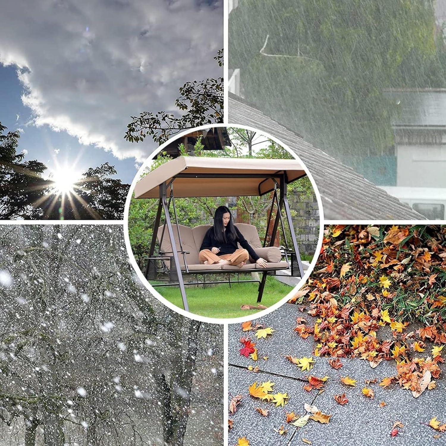 tettuccio per dondolo da giardino Set altalena da giardino, solo copertura di ricambio per telone, copertura superiore per amaca da giardino antistrappo per patio esterno, cortile, parco, posti a sede
