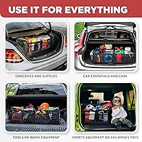 Vista 9 de TRUNKCRATEPRO - Organizador de maletero XL para SUV, auto, camioneta con 6 compartimentos, ajustable, plegable, portátil, antideslizante, con Gris