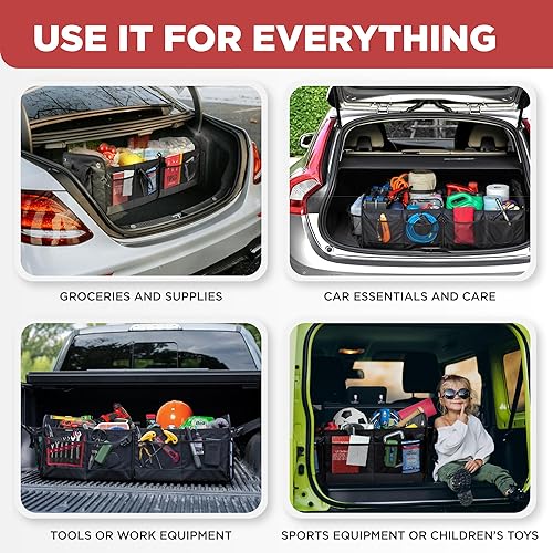 Miniatura 9 de TRUNKCRATEPRO - Organizador de maletero XL para SUV, auto, camioneta con 6 compartimentos, ajustable, plegable, portátil, antideslizante, con