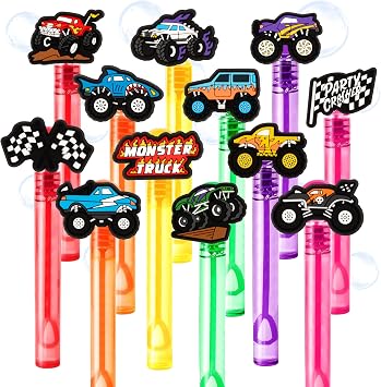 Monster Truck Party Favors for Kids, 24PCS Car-Themed Bubble Wands | Birthday Party Supplies, Pinata Fillers, Goodie Bags, Classroom Rewards