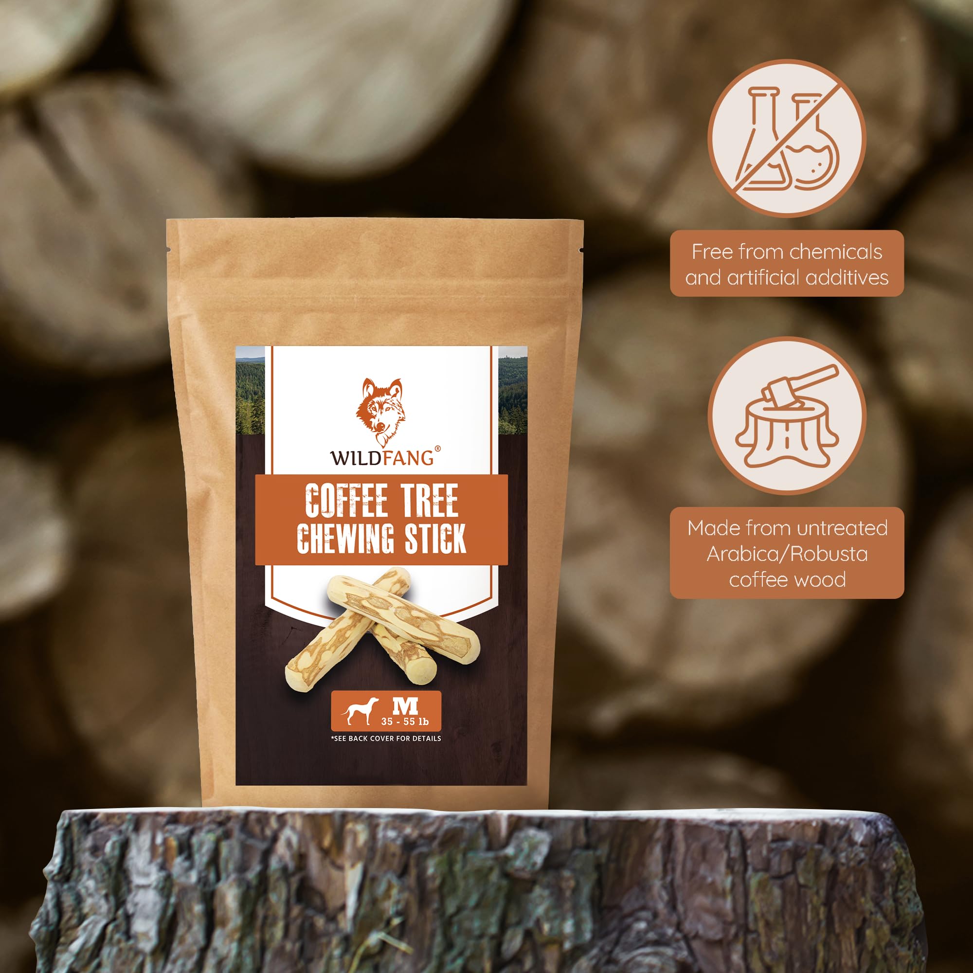 DENIPET® Bois De Café Pour Chiens Et Chiots - Jouet à Mâcher Durable Pour Chien - Os à Mâcher Robuste Pour Les Soins Dentaires - Jouet Pour Chien Et Activité - Idéal