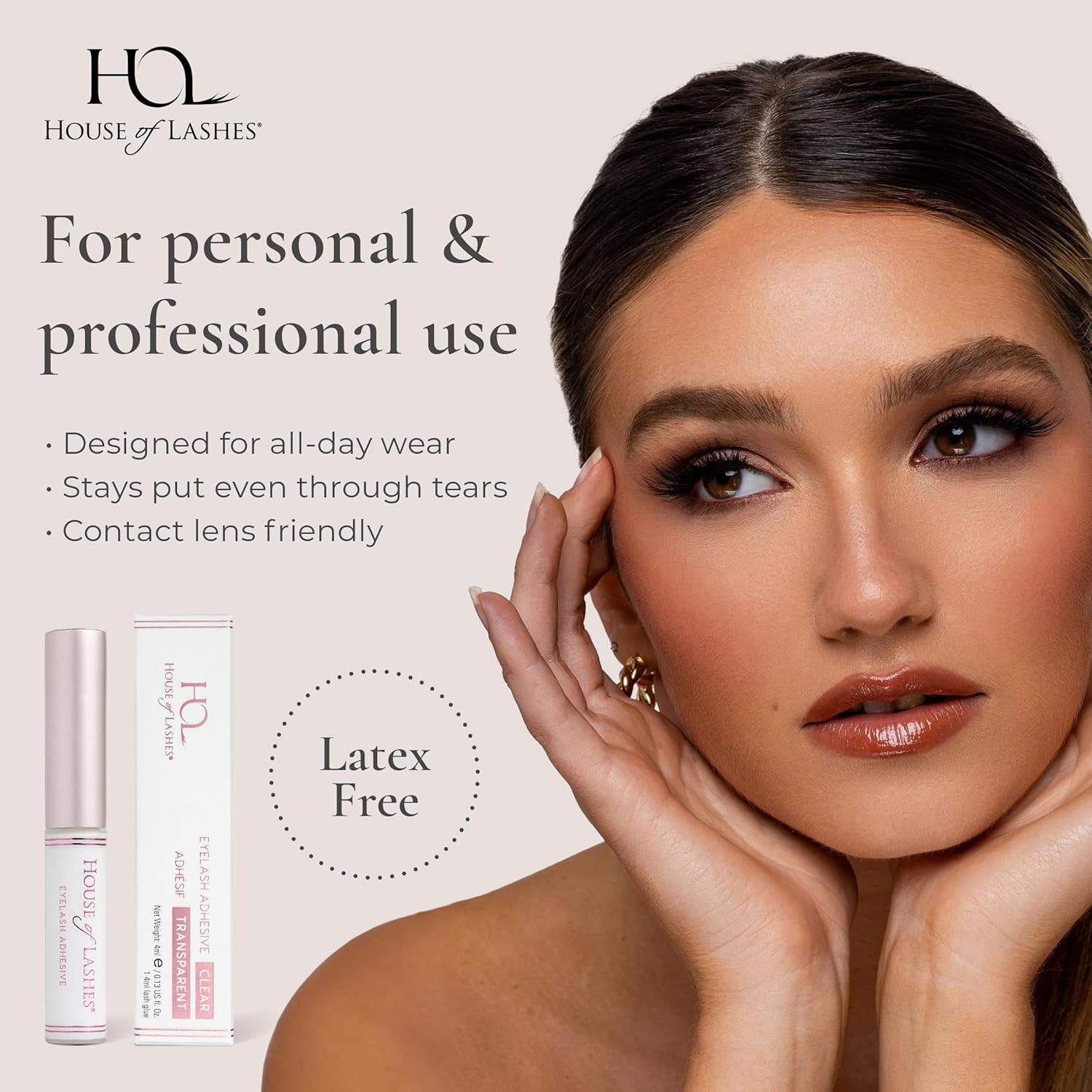 House of Lashes Eyelash Glue - Latex-Free formual for Sensitive Eyes - Effective for All Day Wear Clear Lash Glue for Strip Lashes, 2 Count