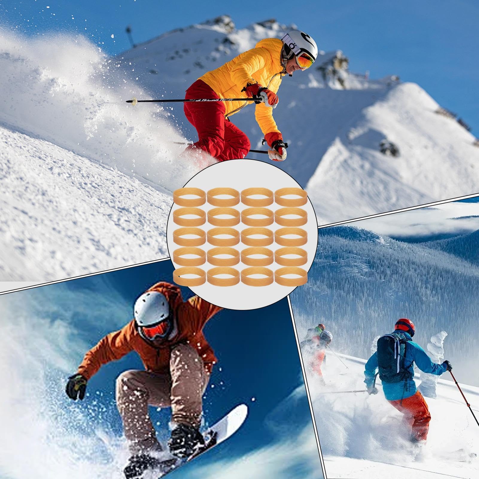20 Bandes De Retenue Pour Freins De Ski – Élastiques En Caoutchouc – Compatibles Snowboard – Entretien Et Réglage