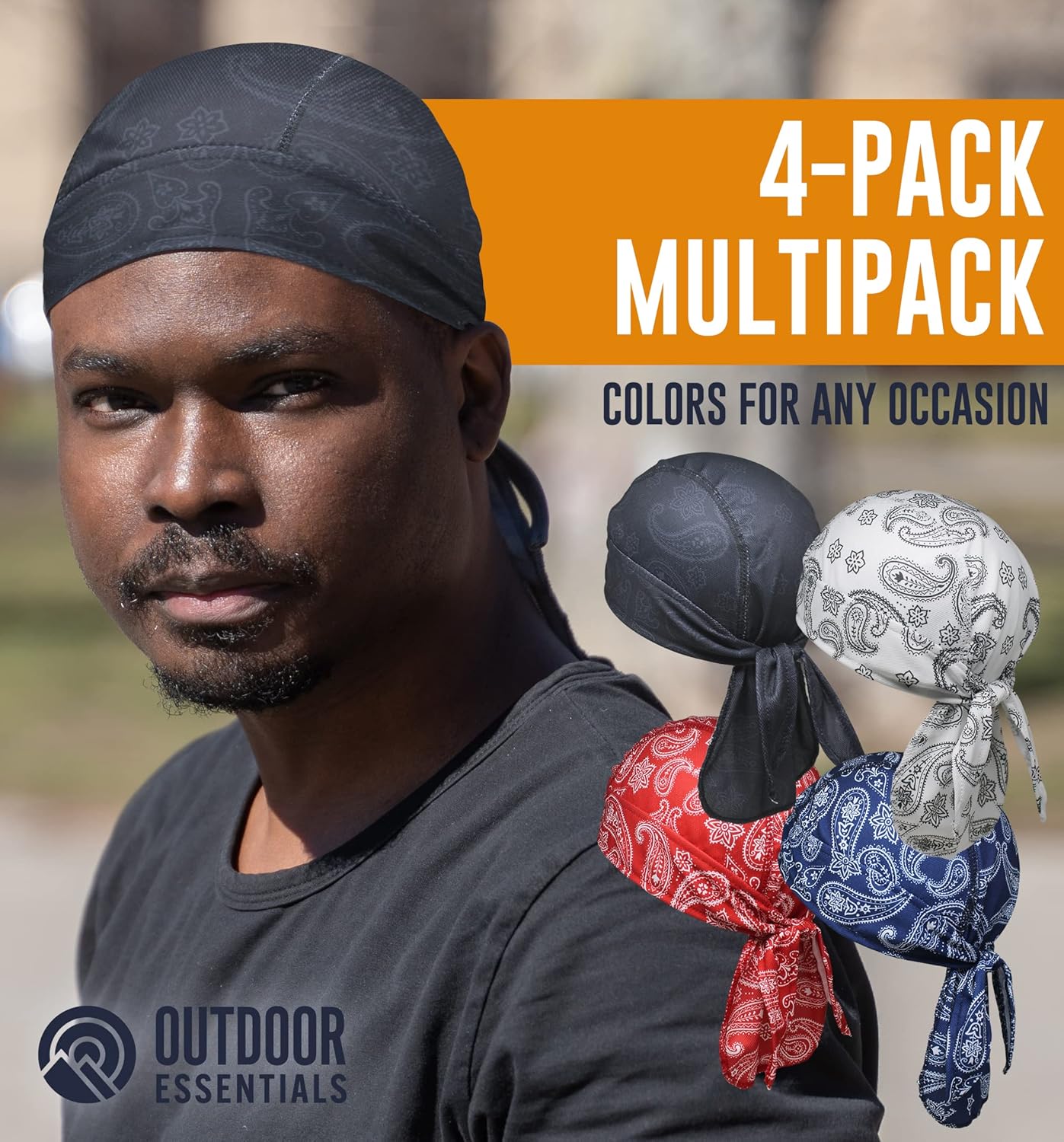 OutdoorEssentials Cooling Helmet Liner - Motorcycle Headwraps for Men - Do Rag Bandanas for Men - Bandana Skull Cap Biker Cap - Image 6