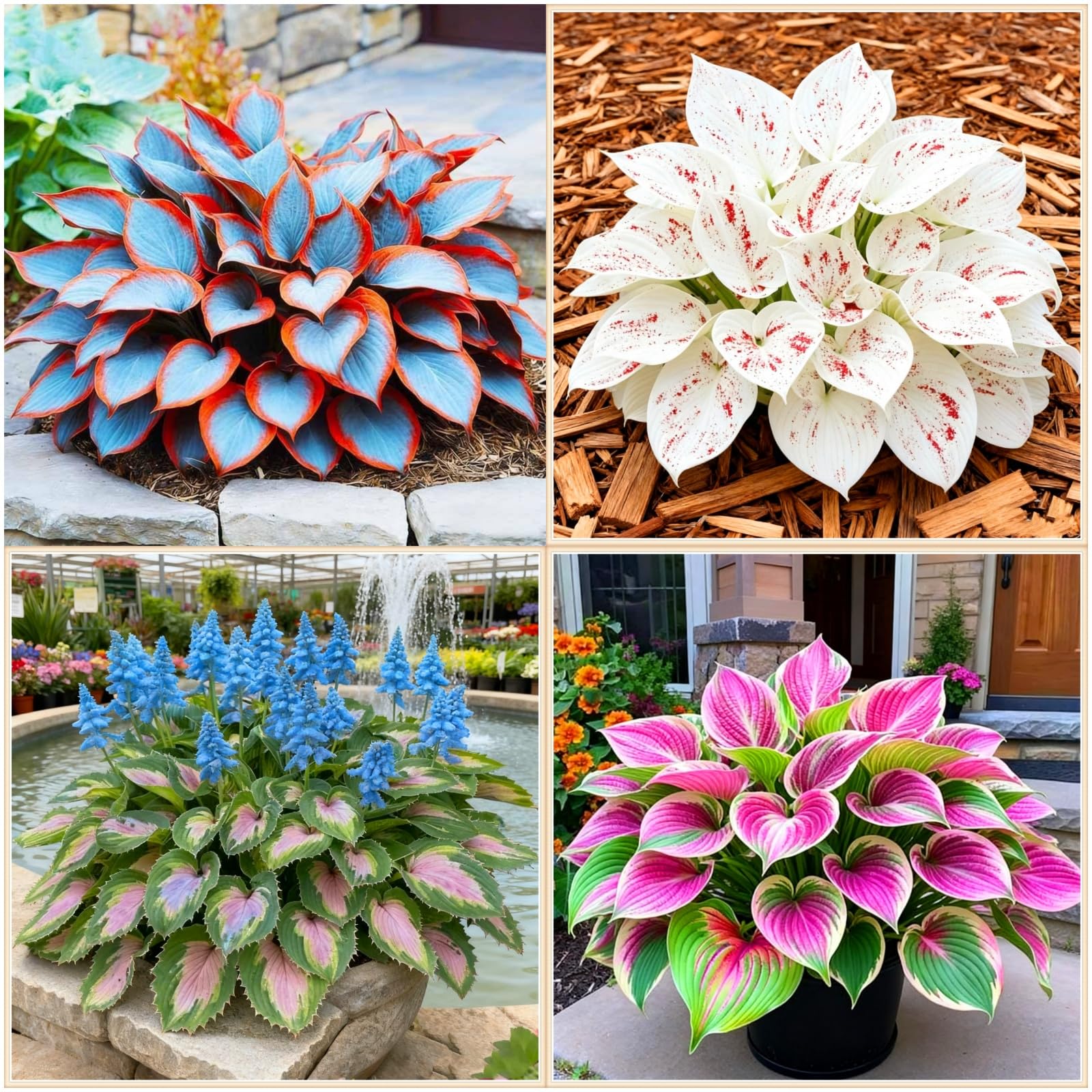 Hosta Naturel : 15 oignons de charme vert ancien pour décoration extérieure rustique