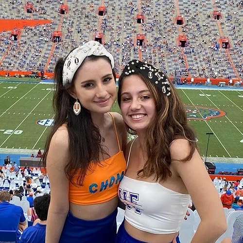 Miniatura 3 de DTESL Diadema de fútbol de moda para mujer, con diamantes de imitación de perlas, diadema anudada para niña, diadema ancha y bonita a la moda, banda