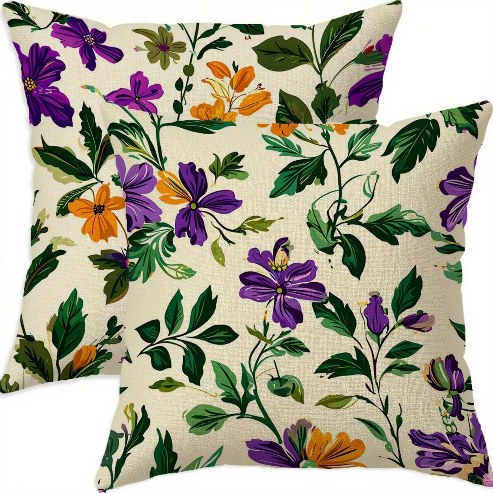 Housse coussin 70x70cm violet lin décoration salon chambre