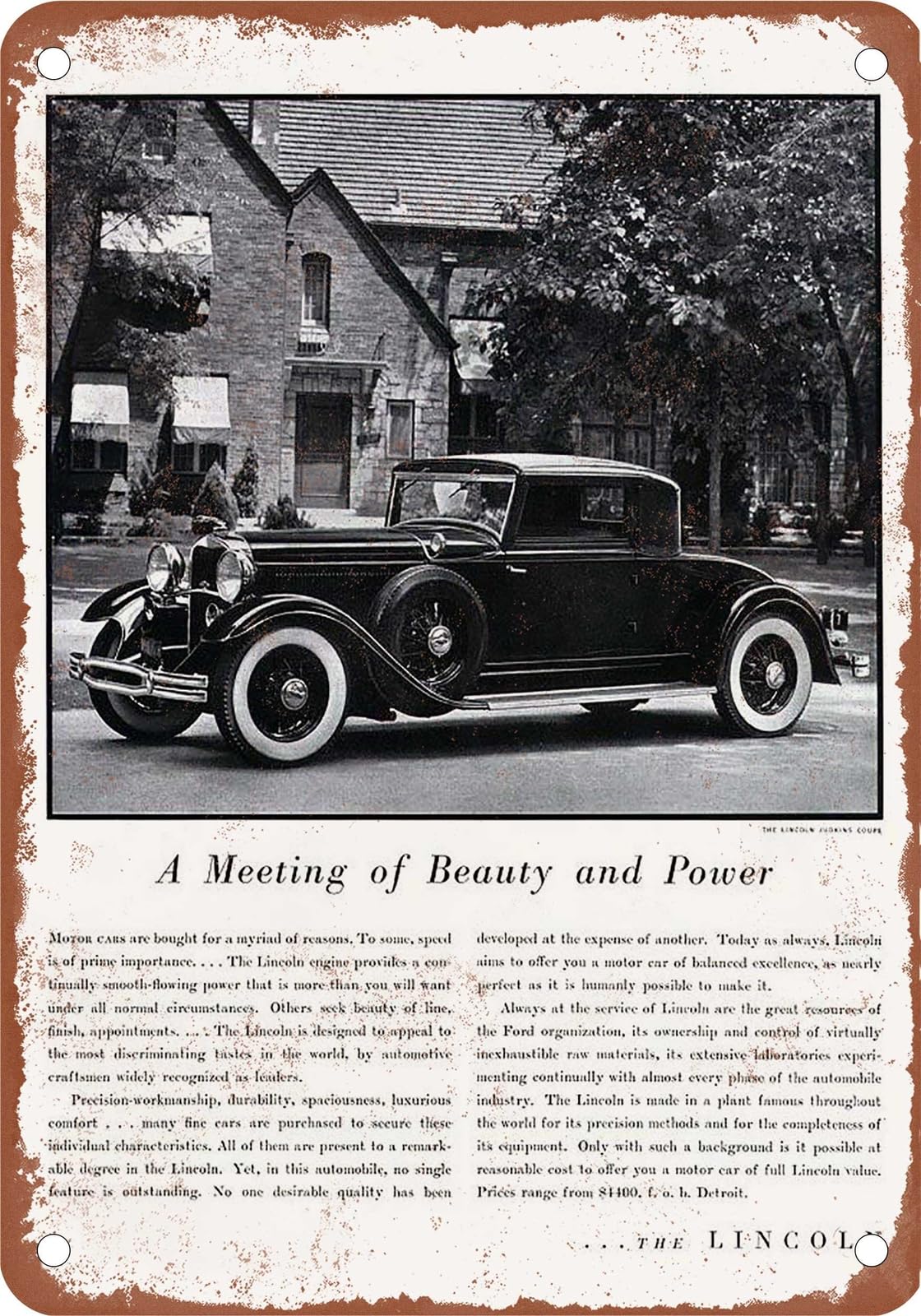 Miaomansenstore Metal Sign - 1931 Lincoln Vintage Ad 12 - Old Retro Rusty Look Home Decor