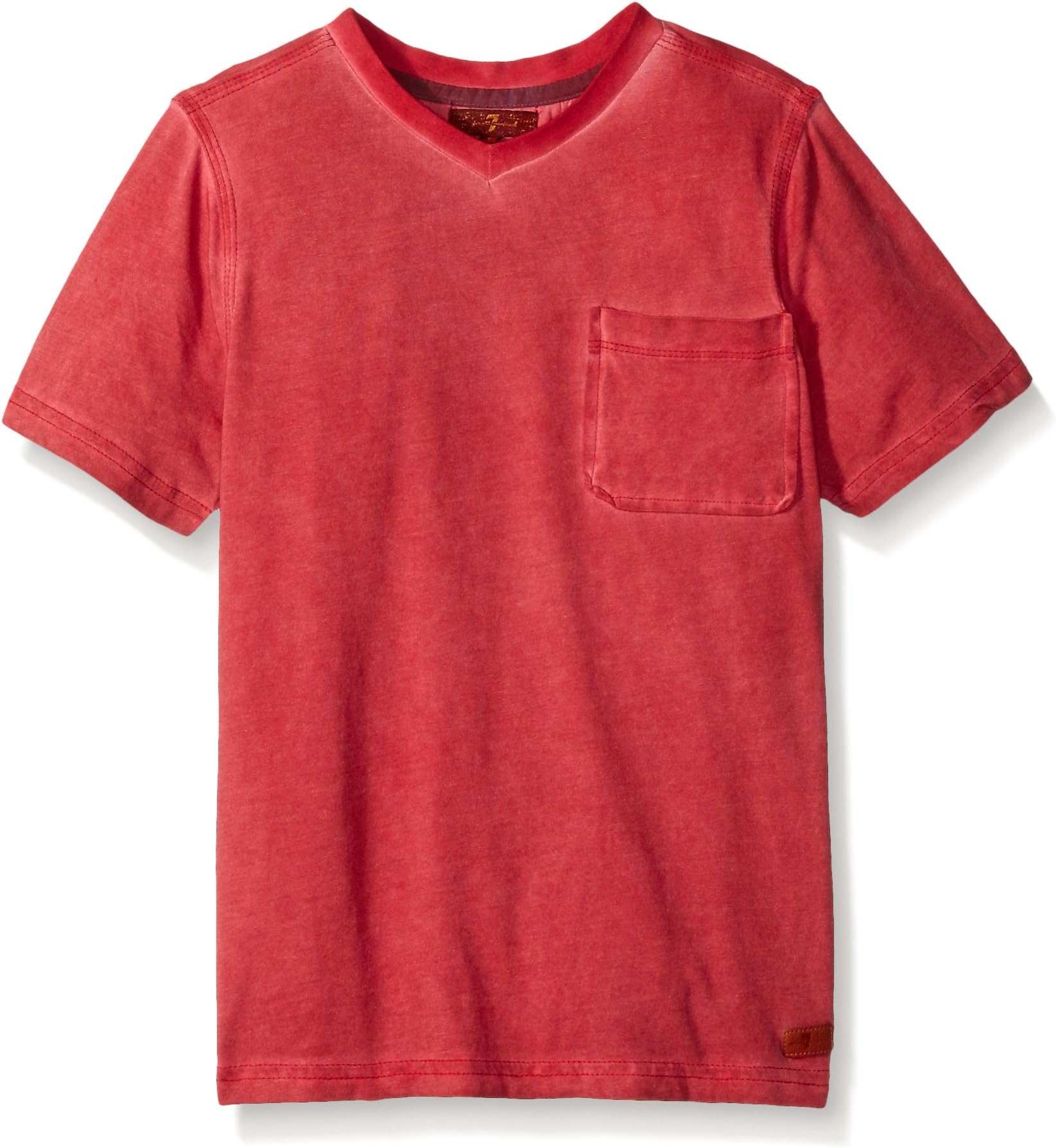 7 For All Mankind Boys' Mineral Wash V-Neck Knit Jersey Pocket T-Shirt
