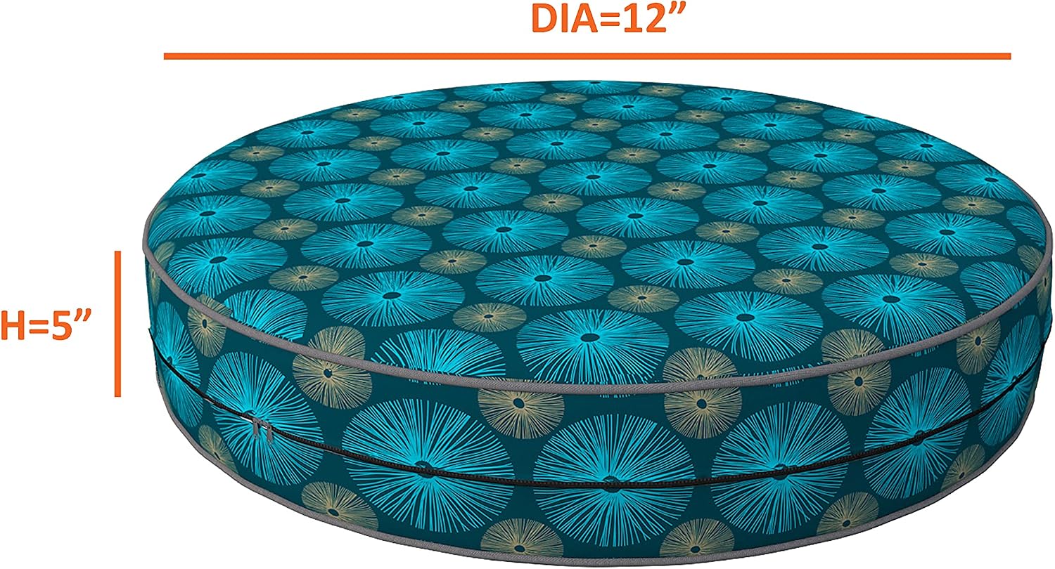 Covers & All Round Cushion Cover 600 D Patio Chair seat Cover Pack of 2 Water Resistant Highly Durable Polyester Fabric with Locking Zippers (Only Cover) (12" Dia X 5" H, Des-03)