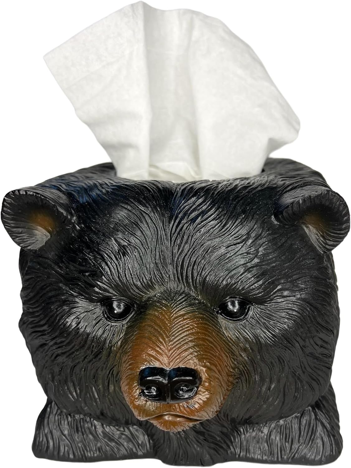 Large Black Bear Head Square Tissue Box Cover – Functional, Whimsical, Rustic Décor – Cabin, Lodge, Home or Office