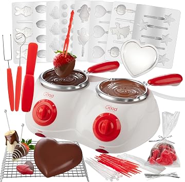 Chocolate Melting Pot- Electric Chocolate Fondue Fountain Pot with over 30 Free Accessories and 12 Recipes by Good Cooking