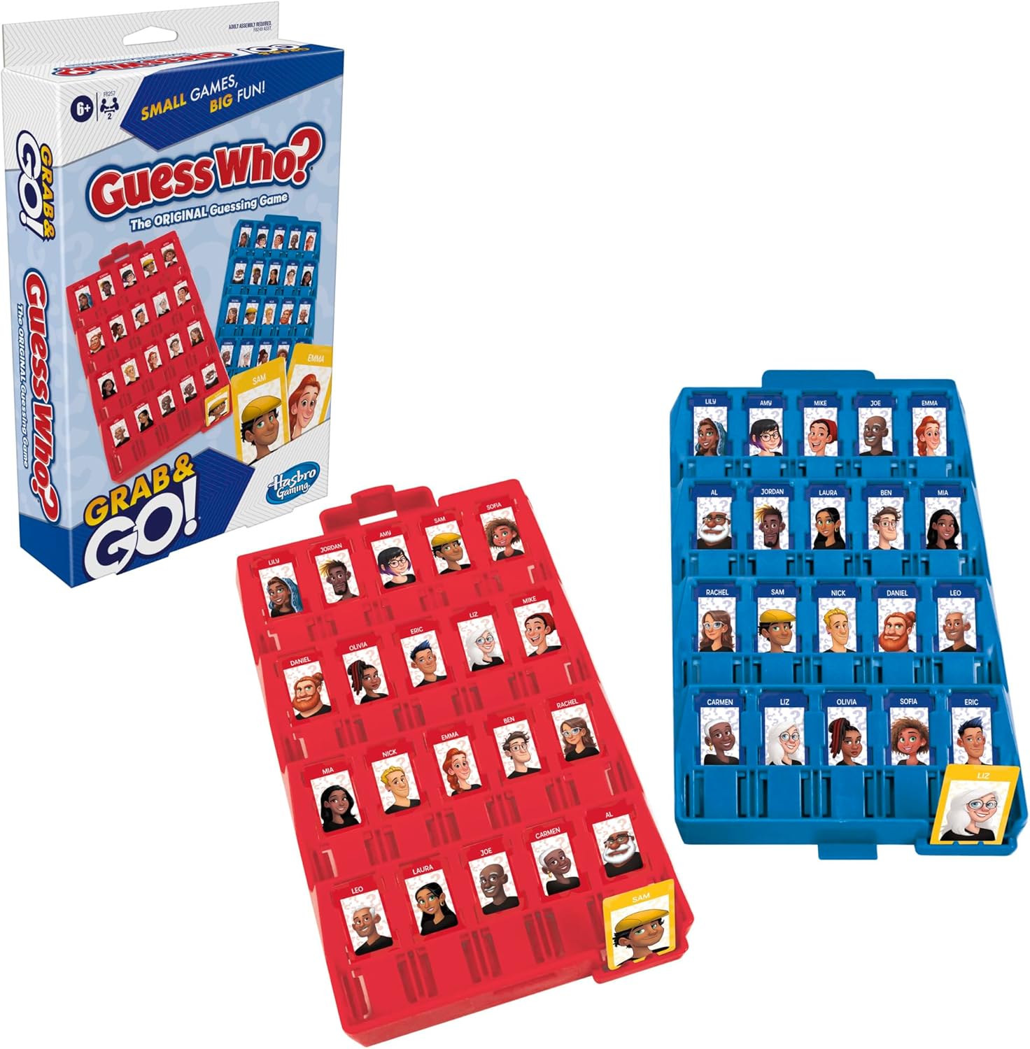 Guess Who? Grab and Go Game, Original Guessing Game for Kids Ages 6 and Up, Portable 2 Player Game, Travel Game for Kids (English & French)