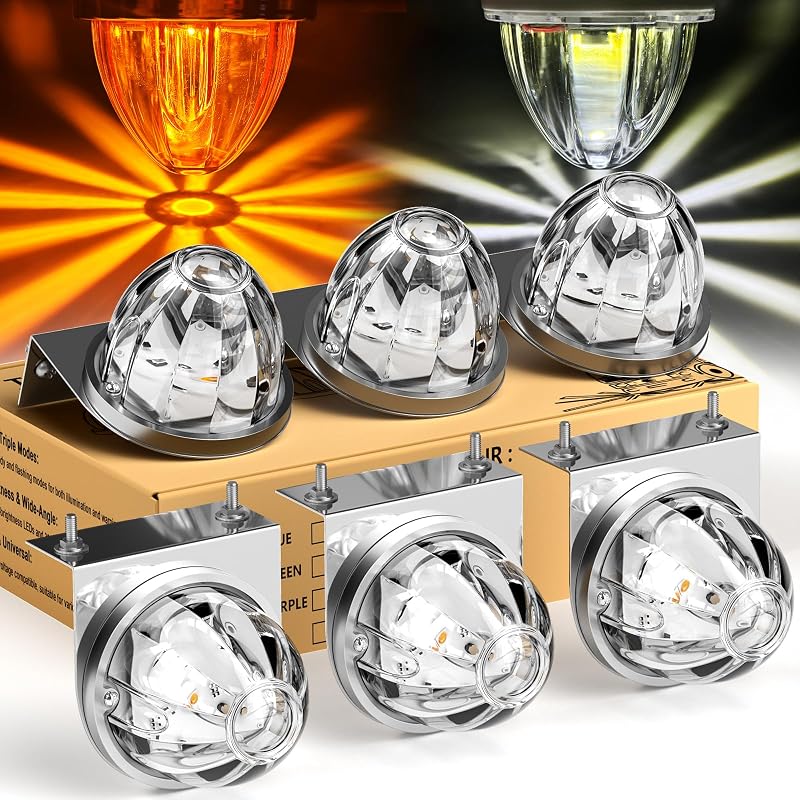 Luzes de posição LED Okerny tipo melancia âmbar e branca com 2 cores – Kit com 6 unidades