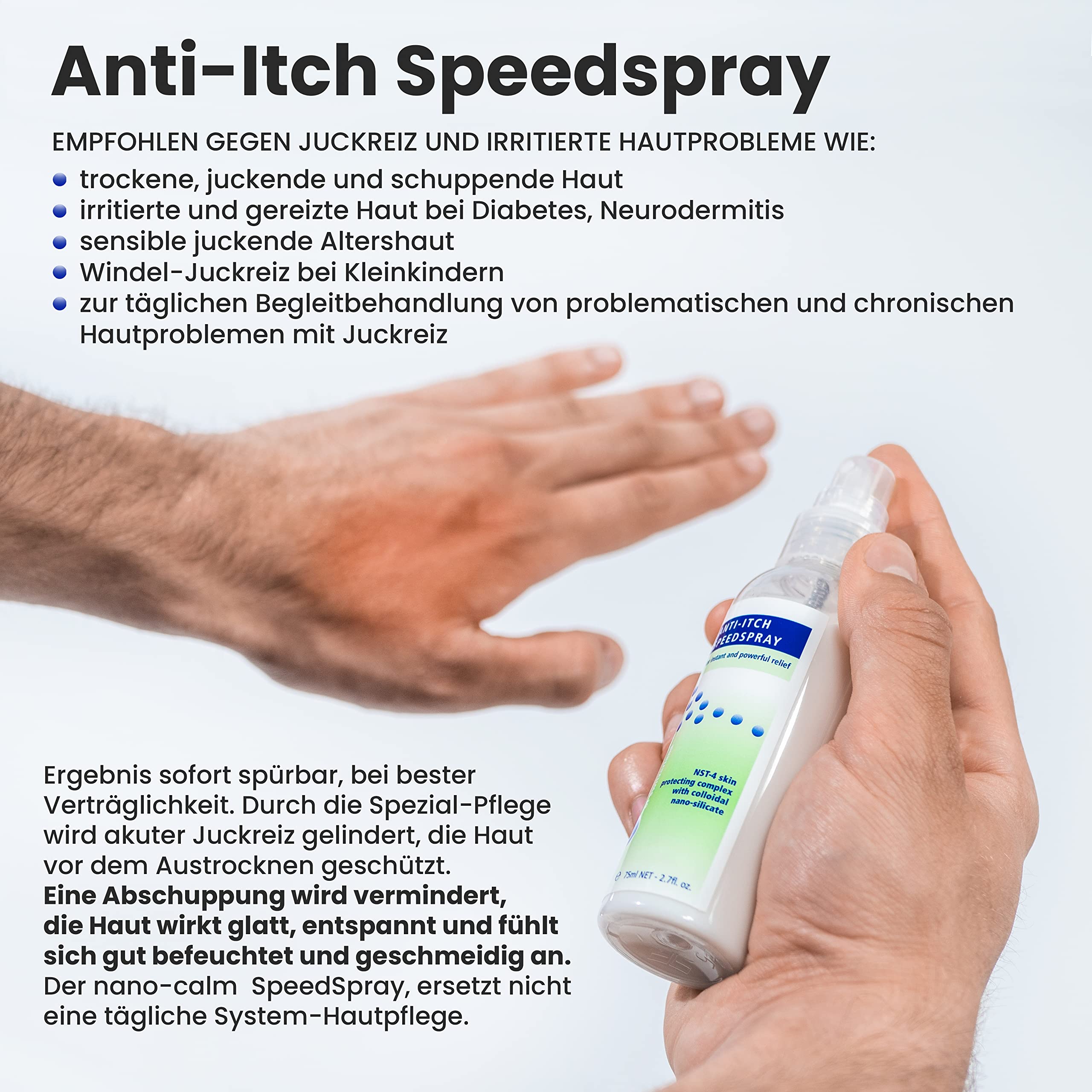 Medskina Neurodermitis Spray 75 ml - Hilfe bei Psoriasis Schuppenflechte und trockener Haut - Spray gegen Hautpilz und Juckreiz - Wundspray schnelle Wundheilung - MADE IN SWISS