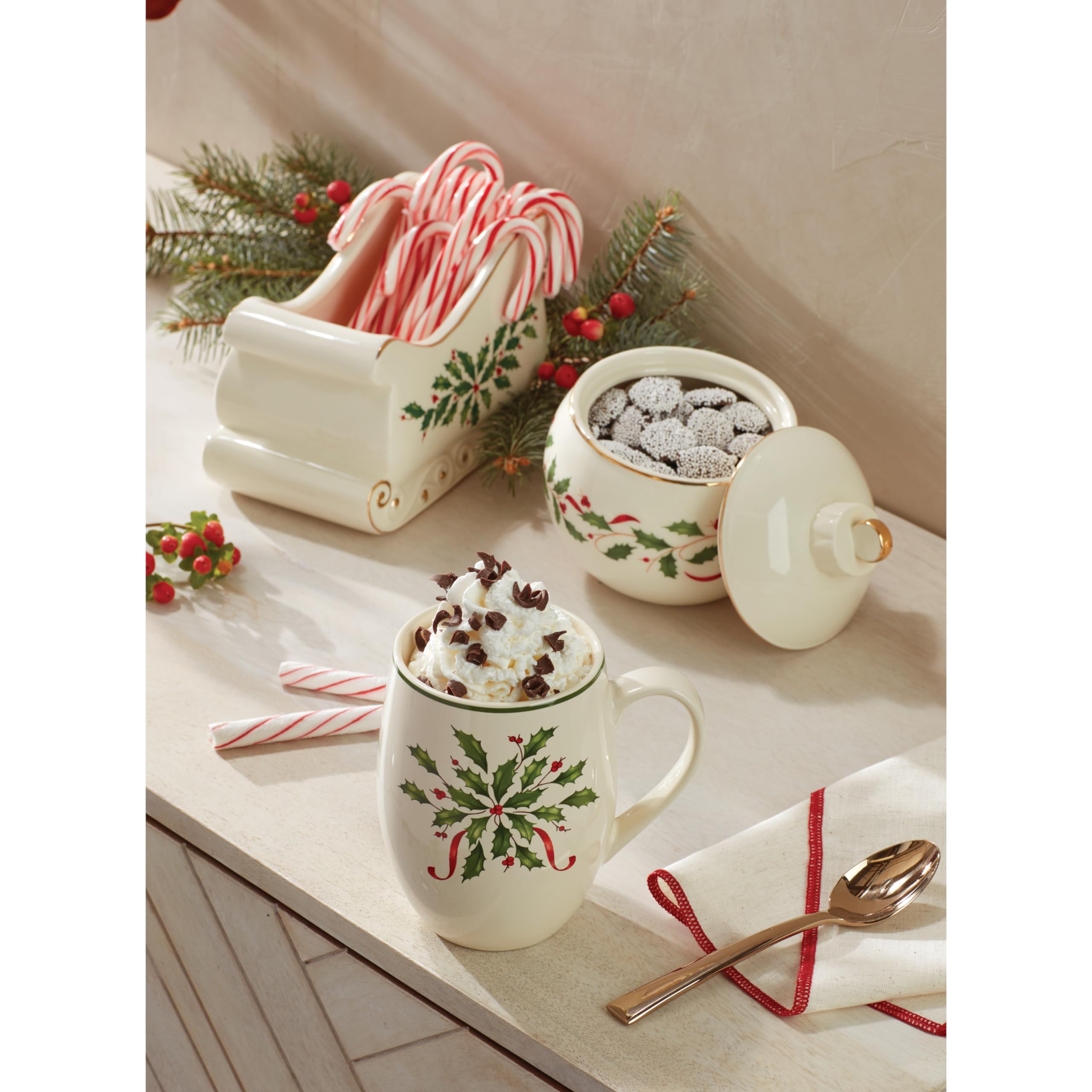 Lenox Holiday Ornament Candy Jar - Red & Green -4