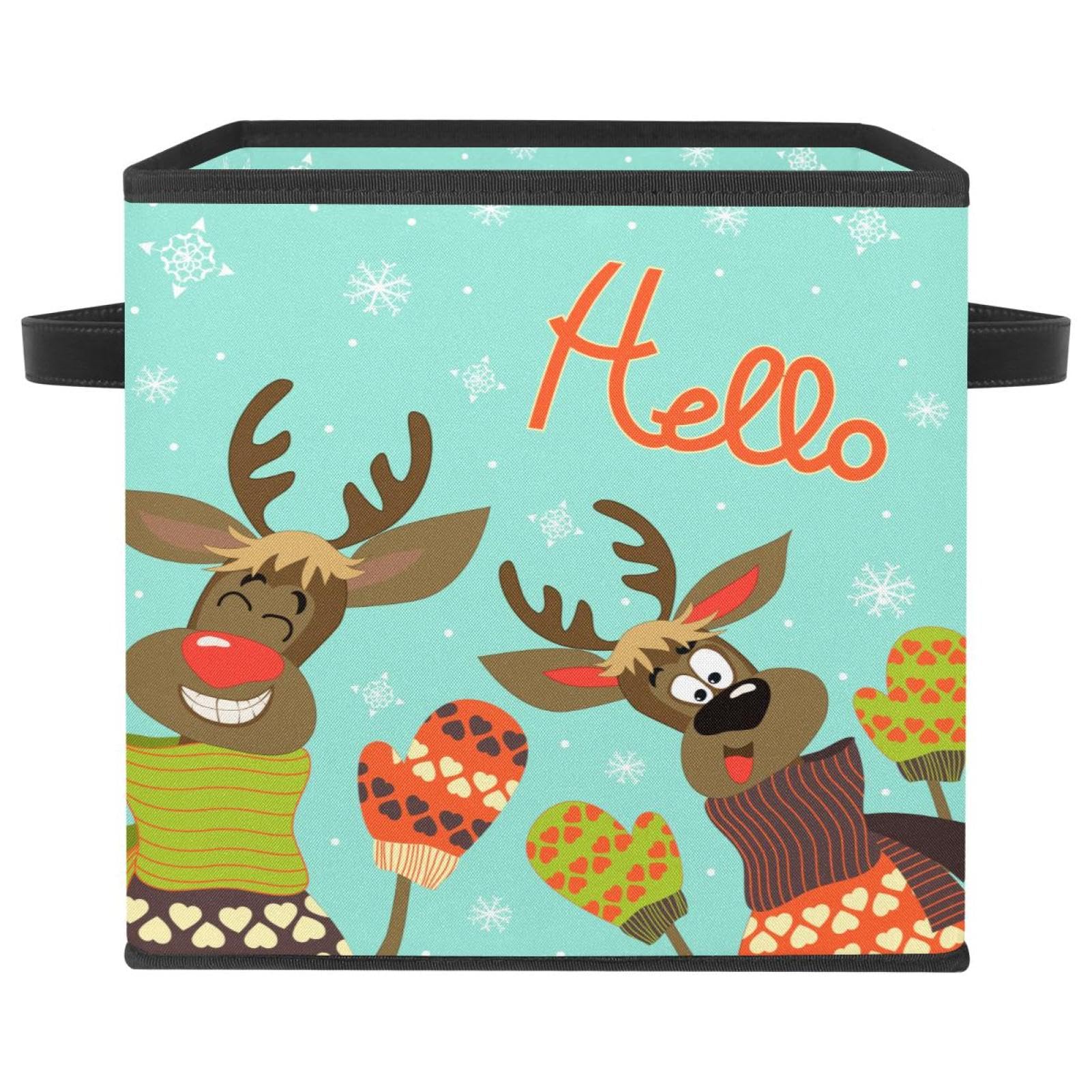 Cube de rangement en tissu haut de gamme avec poignées robustes Raindeer