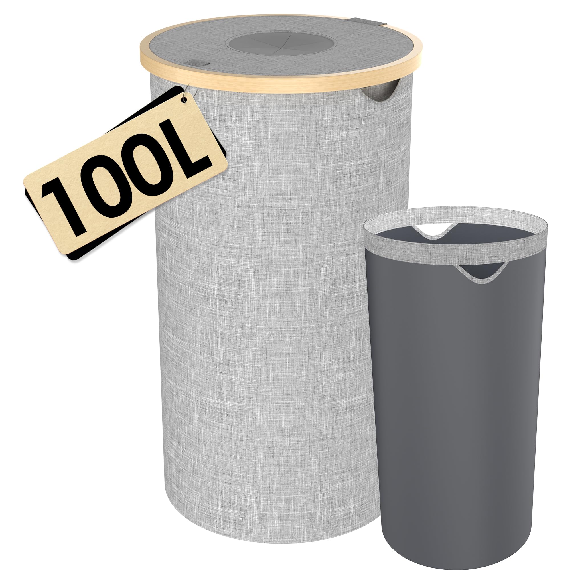Suusolny 100 liter statiegeldflessen, verzamelcontainer, rond, met deksel en draagtassen, leeggoed en oud glas, opslag, statiegeldcontainer met inworp, flessen, organizer, flessenverzamelaar