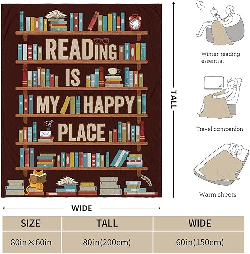 Miniatura 2 de CUJUYO Manta de regalo para amantes de los libros, manta de regalo para bibliotecarios de 80 x 60 pulgadas, regalos de club de libros para amantes