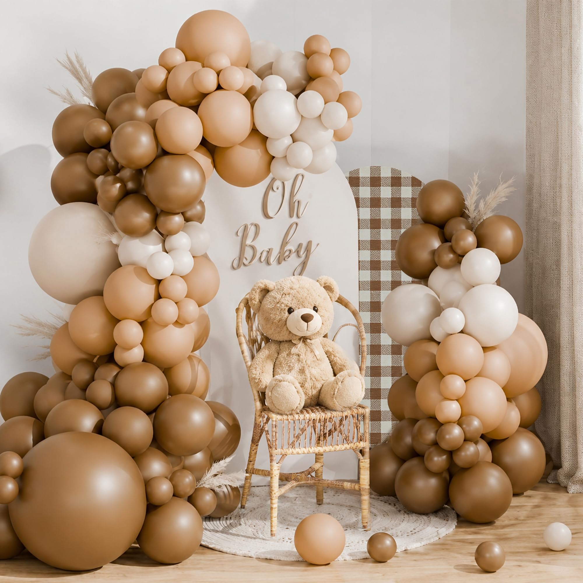 Brown balloon arch Kit, 115pcs Brown Nude Balloon Garland Kit with Beige Cream Balloons for Neutral Baby Shower Decorations, Happy Birthday Party Decorations, Wedding, Christening, Welcome Home Deco