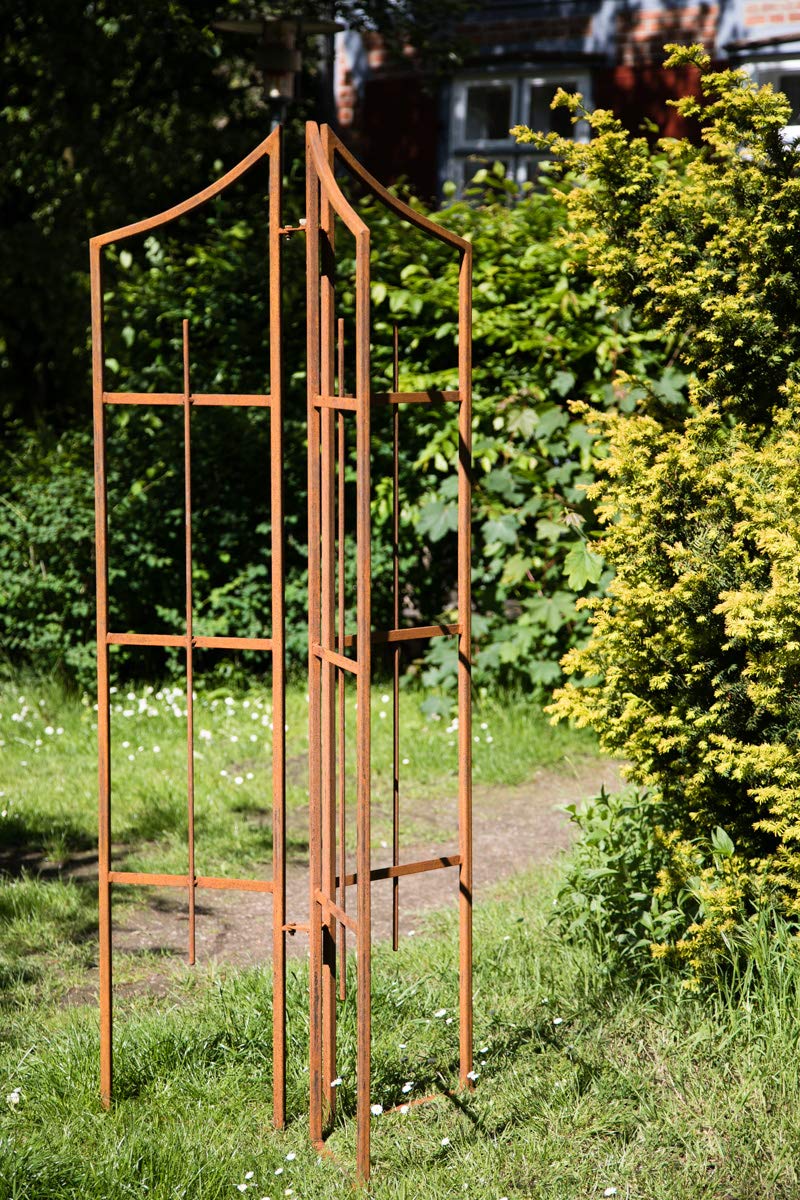 KUHEIGA Rankhilfe Metall Rost 3-TLG, Höhe: 188cm, Rankgitter Edelrost, Rankgerüst