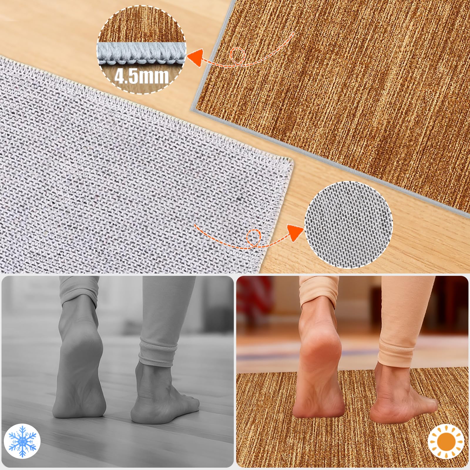 Alfombrilla Protectora para Suelos Duros de Color para Silla de Oficina en Polipropileno Espesor 4,5 mm Alfombra Debajo de La Silla de Oficina Alfombra Escritorio Suelo Marrón 90 x 100cm