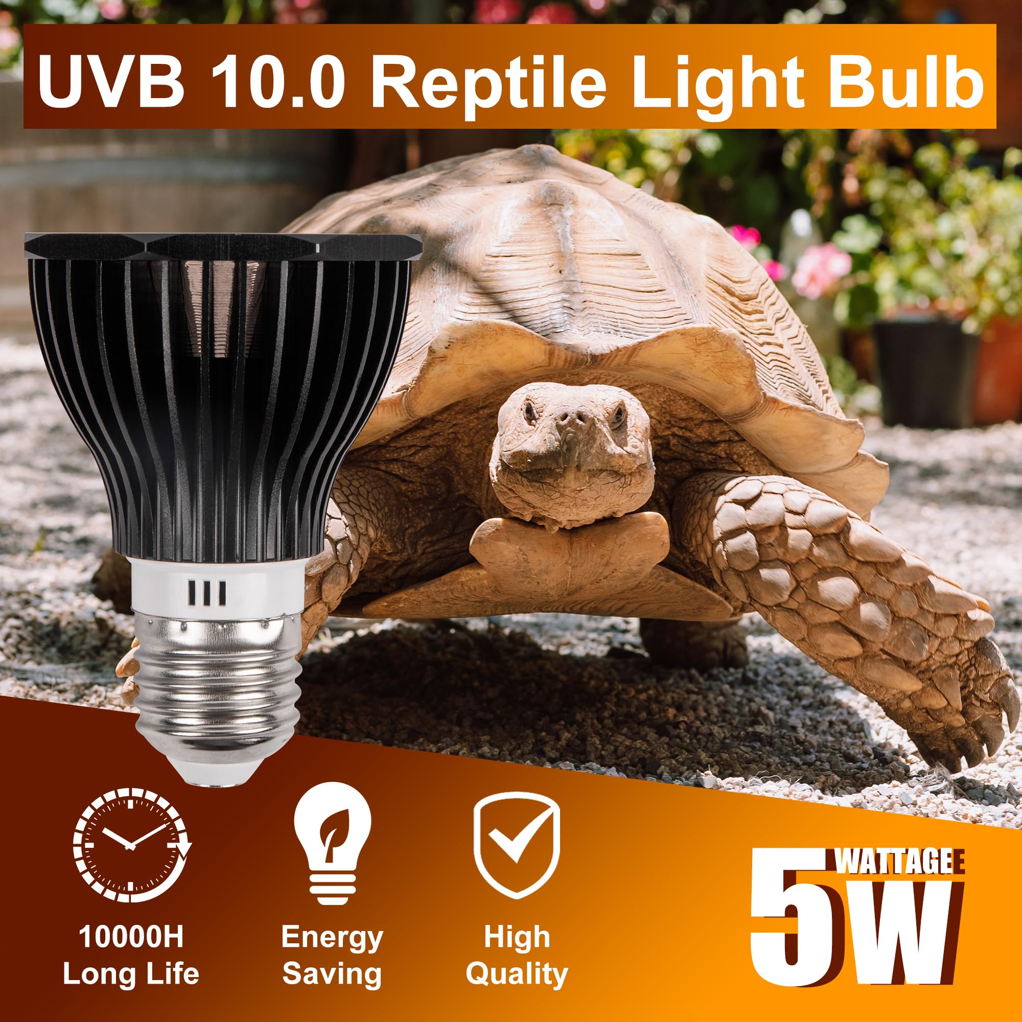 UVB Reptile Light Bulb 10.0, 5W LED High Intensity UV Replacement Lamp Bulbs for Desert Reptiles Bearded Dragons Lizard Tortoise Iguanas Chameleons Snake - 1 Pack - image 5