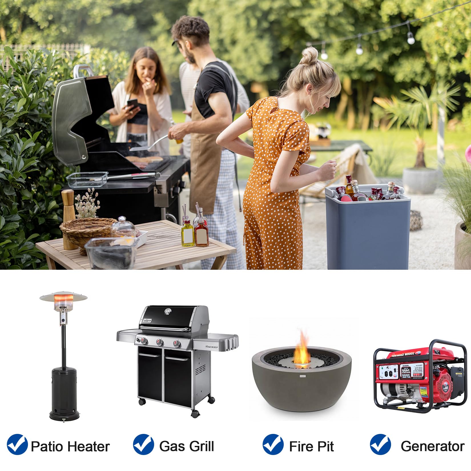 GasSaf Manguera de parrilla de gas natural de 1,27 cm de diámetro interior con conexión rápida, kit de conversión de gas natural adecuado para parrilla de gas, generador, calentador de patio y más