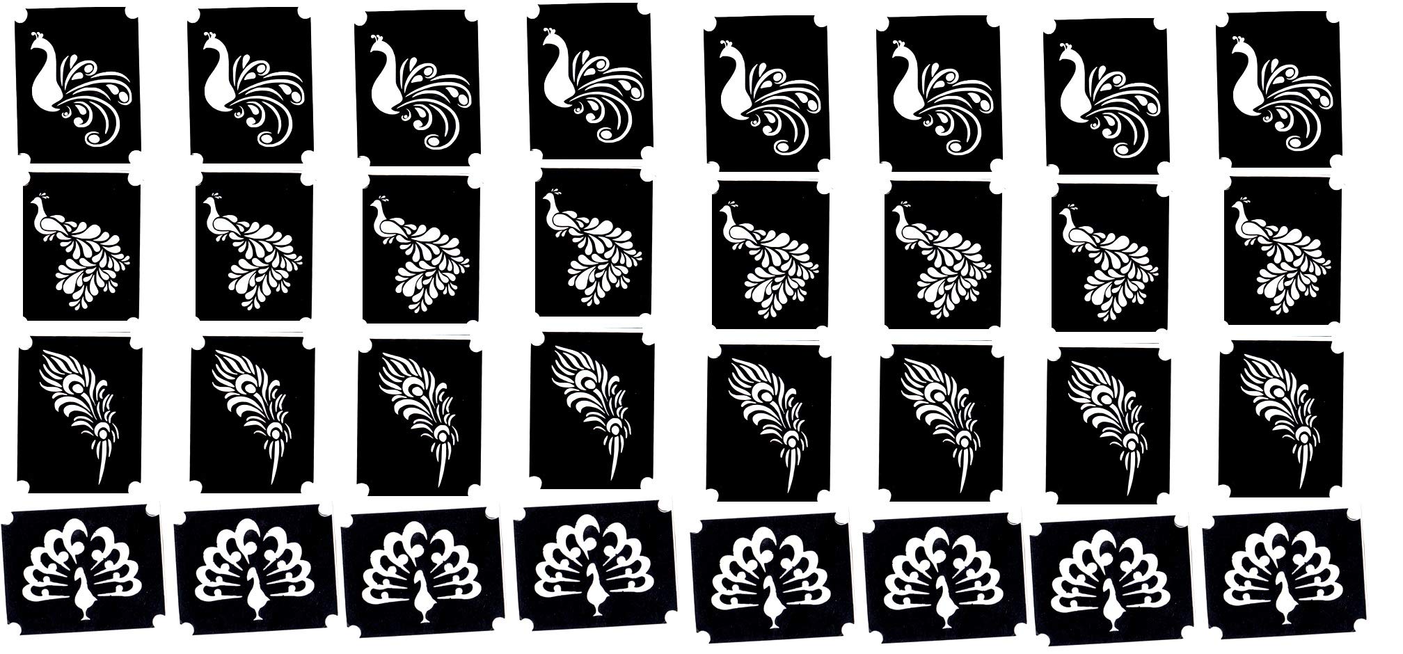 peacock Collection (Peacock Tattoo Stencil Glitter Airbrush) — image 1