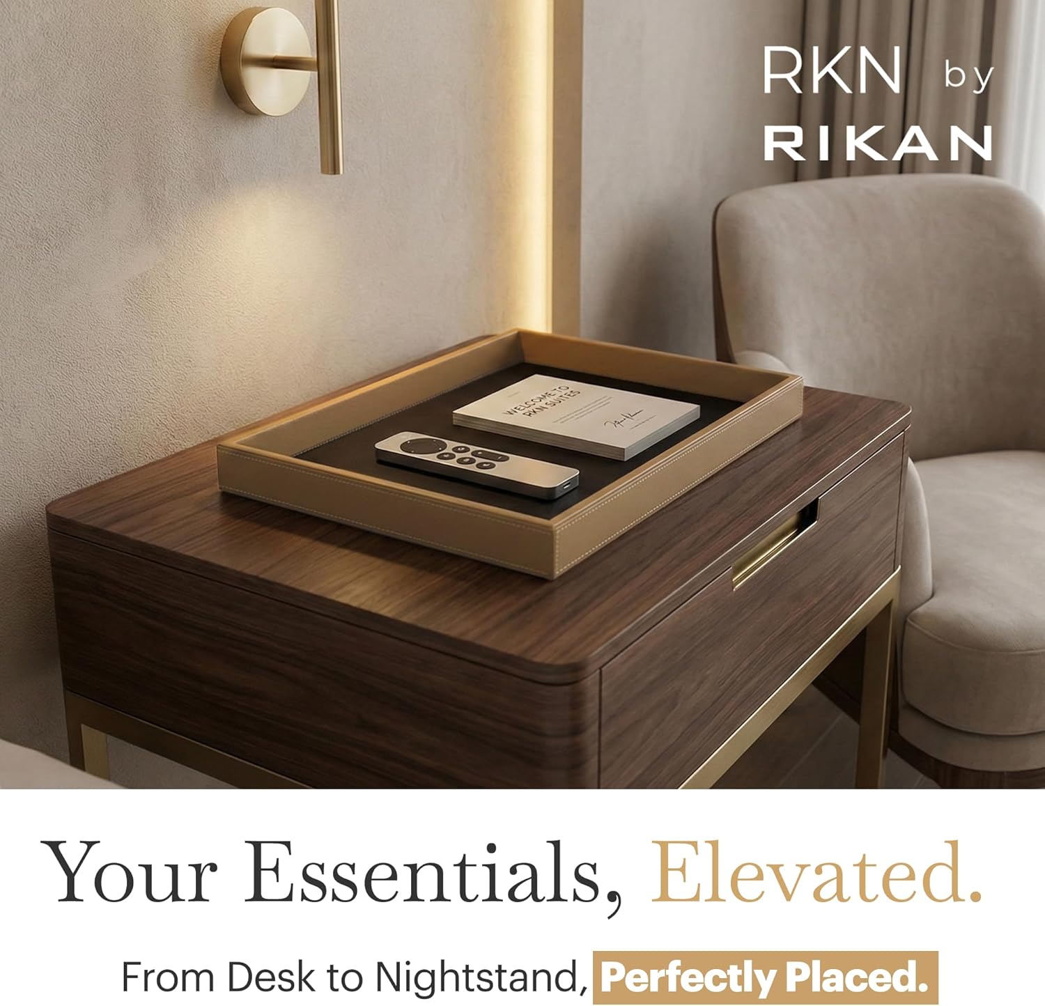Rikan Vegan Leather Tray With Durable Build & Smooth Finish- Desk Paper Tray Provides Structured Storage & Neat Surface For Workspace Organization- Letter Trays For Office, Home Storage & Hotel Setups