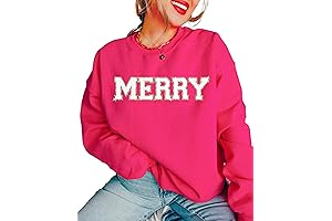 Merry Christmas Sweatshirt For Women - Gold Glitter Chenille Patch