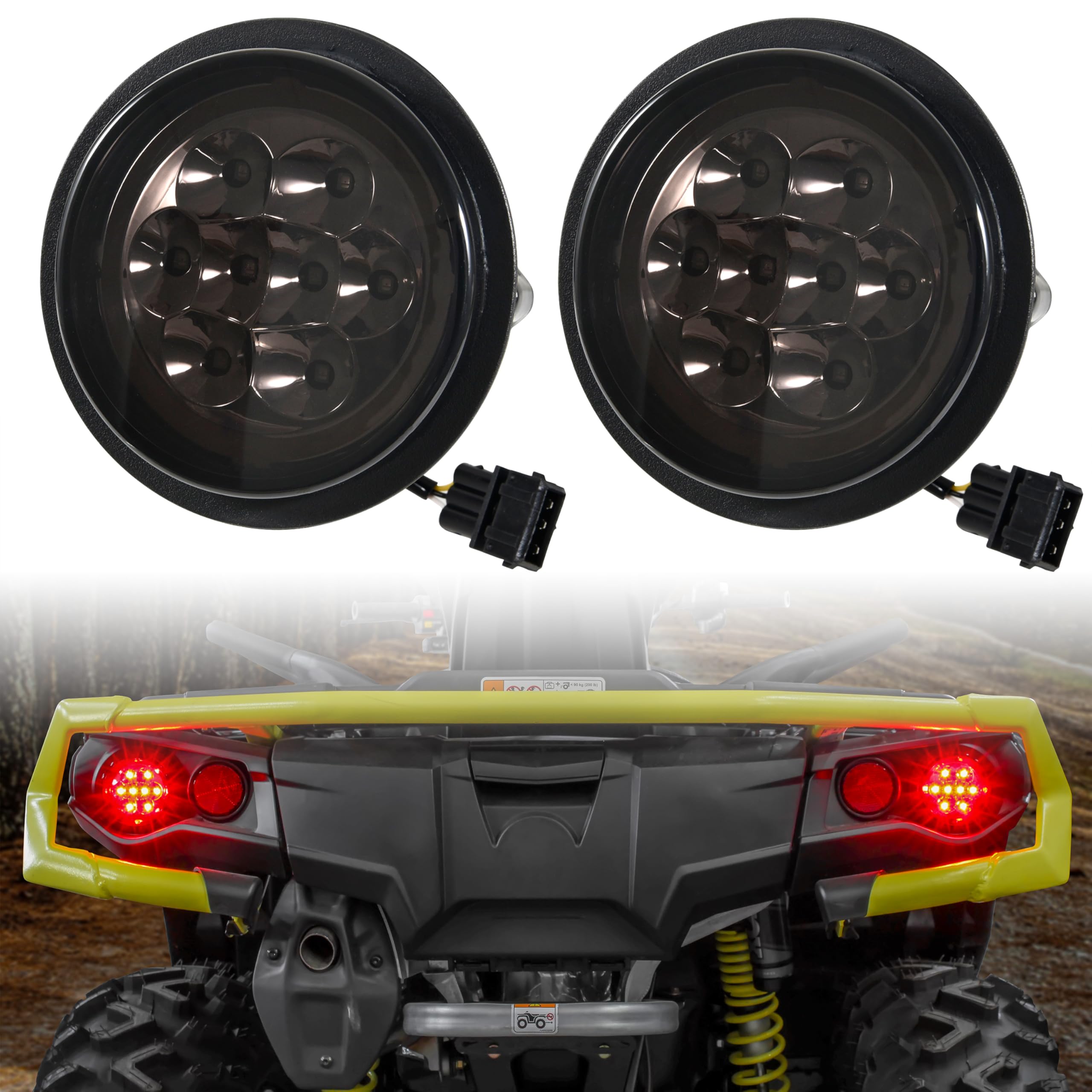 SAUTVS LED Taillights Assembly for Can-Am Outlander, Smoked Black Rear Brake Stop Lights Tail Lamps Fit for Can-Am Outlander/Commander/Maverick 2011-2017 Accessories (2pcs, 710001645)