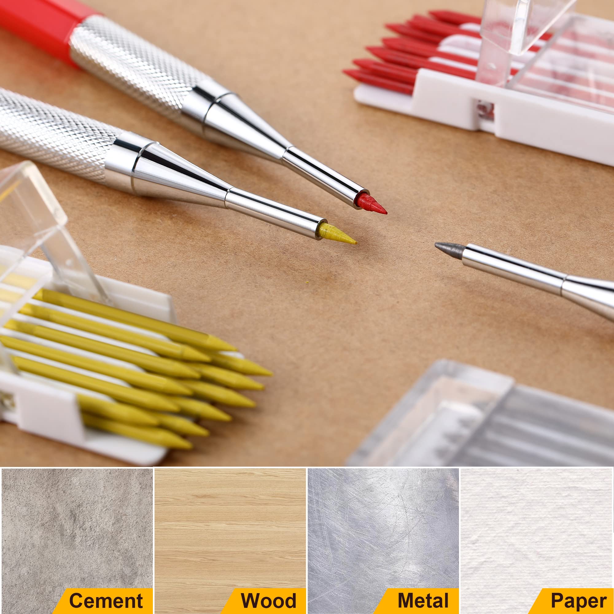 Enhon 3 Pcs 2mm Mechanical Carpenter Pencils Set with 36 Marker Refills — Amazon image 7