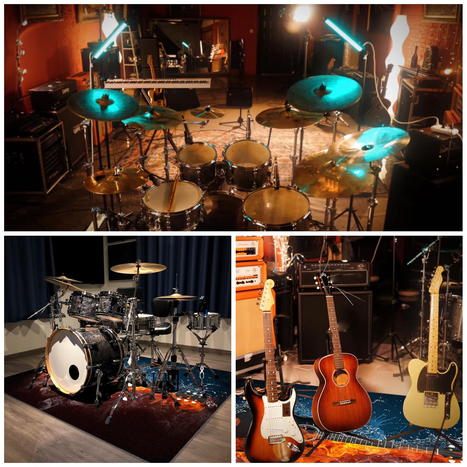 200 x 180 cm Trommel Teppiche, Schallschutz Teppich Matte, Drum Teppich, Drum Rug rutschfeste Drum Matte für Akustik Schlagzeug Drum Kits Bass Drum Elektronisch Snare Klavier Musikinstrumente