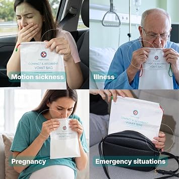 Medi Grade Sick Bags for Car Travel, 22 Disposable Vomit Bags, 750ml