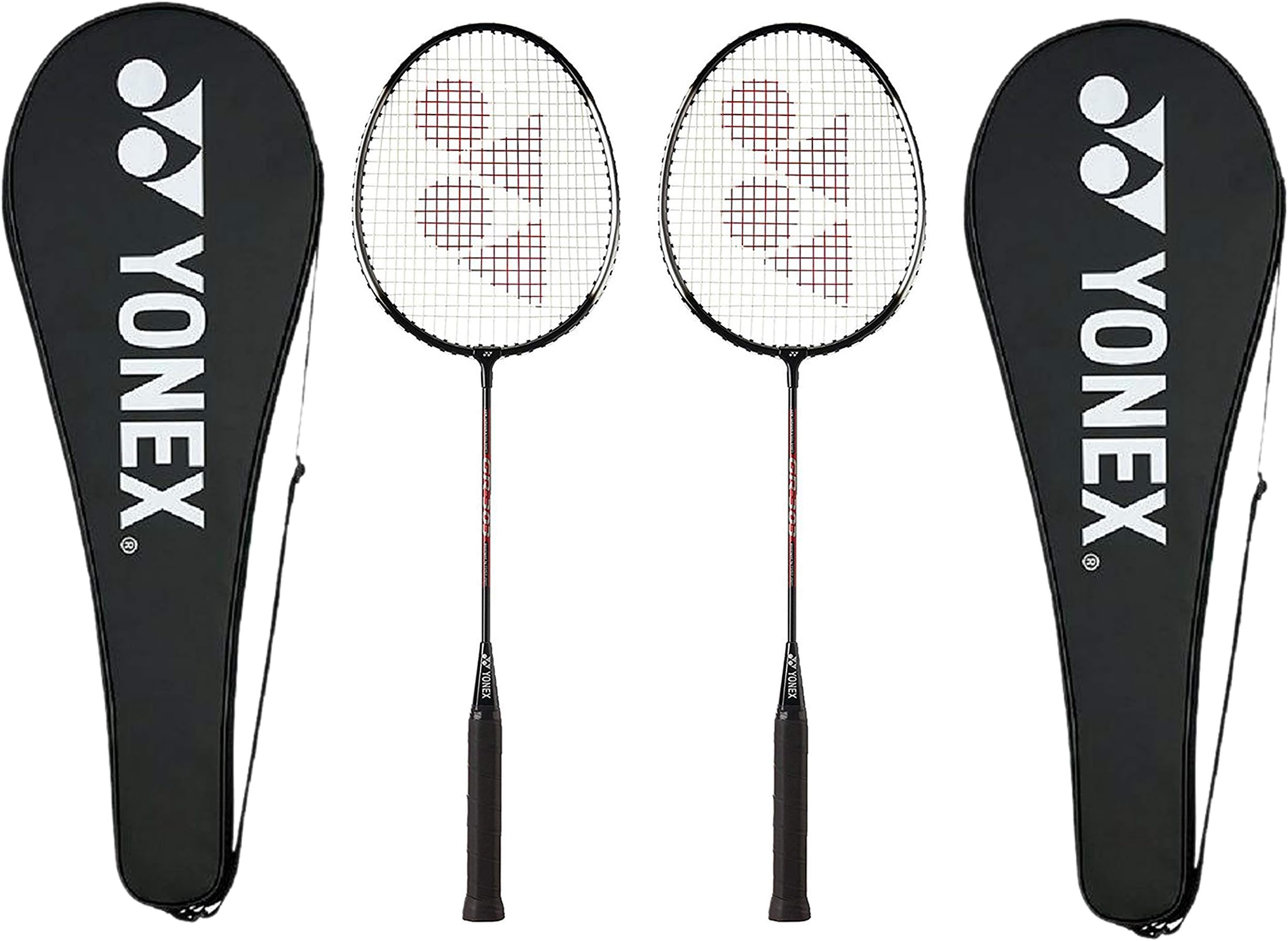GR 303 Combo Badminton Racquet with Full Cover, Set of 2 (Black)