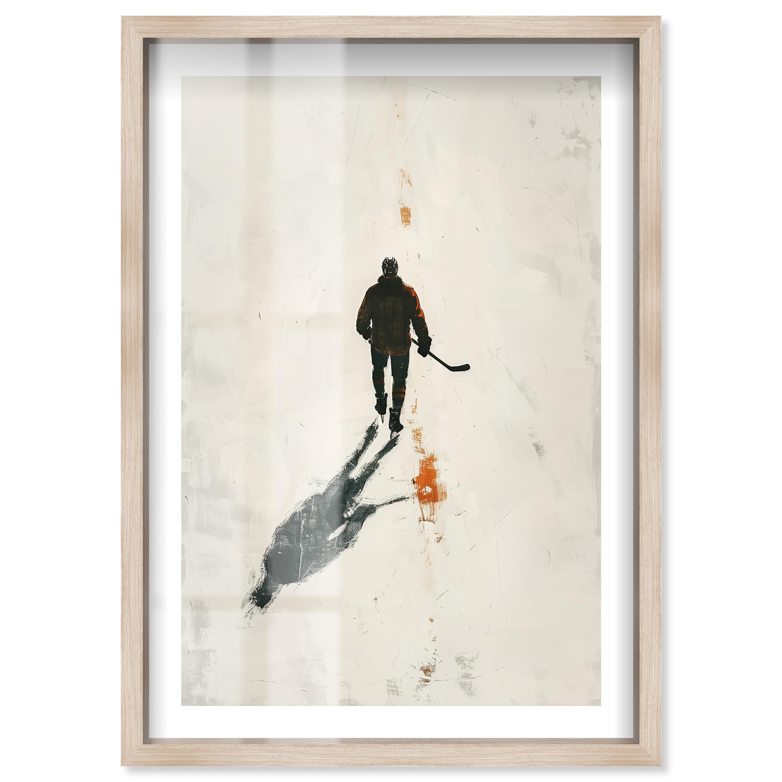 NotoriArt Lonely Hockey Player Shadowbox Stampa Sport Wall Decor Cornice Bionda Cornice Bionda 10 x 15