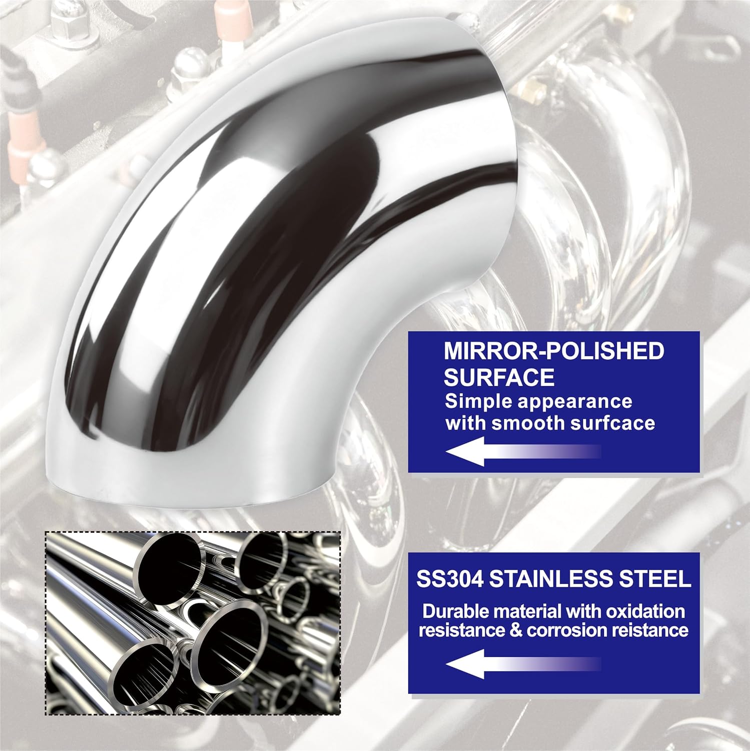 4PCS 2 1/2 Exhaust Pipe Stainless Steel Elbow 2.5" 90° Mandrel Bend Elbow-Thickness 16GA/.065" Wall, 304 Stainless Elbow Exhaust Tubing for Car Modified Exhaust Elbow Pipe, Stair Handrail