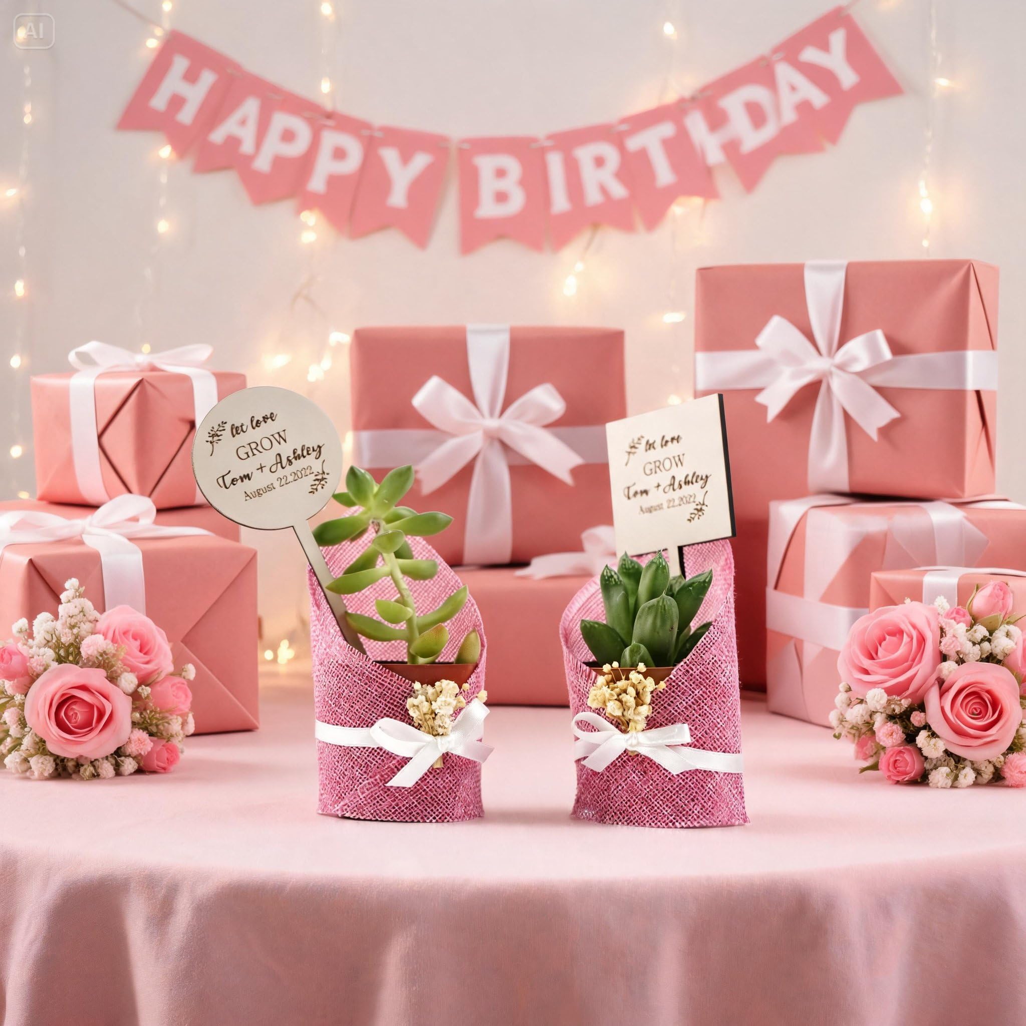 Cadeau invité Mariage, Succulente Jute Remerciement Idée Mariage personnalisé, Petit pour dire Merci Cadeau baptêmes (10, 20, 30, 50, 100, 150 Options Disponibles dan personnalisée)