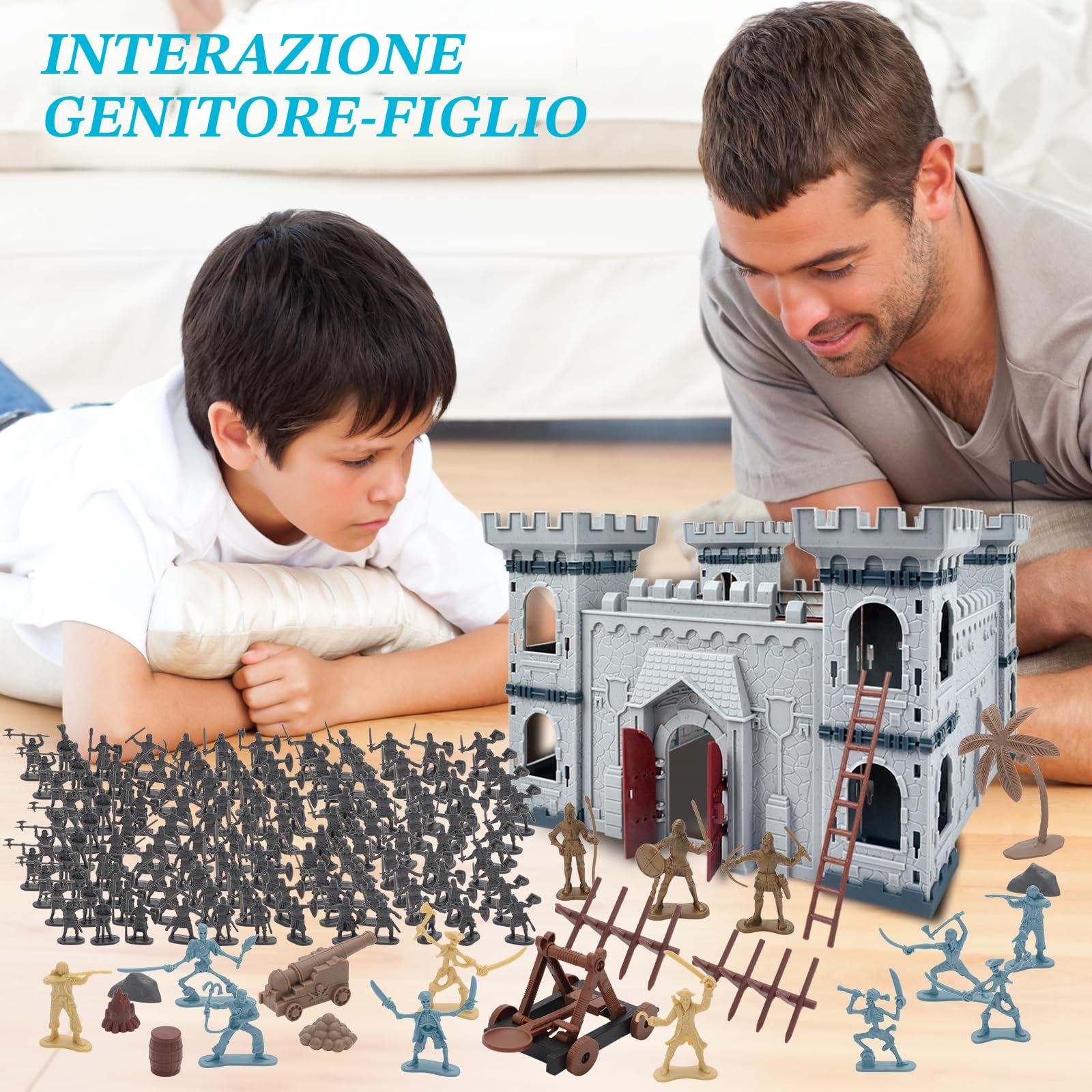 deAO Castello Medievale Giocattoli del Figure Cavalieri Action Set | 310 Pezzi Soldatini Militari Playset, Modello Militare Giocattolo Medievale, Set di Gioco Militari Regalo per Bambini 3+ Anni