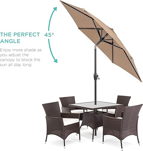 Vista 128 de Best Choice Products - Paraguas redondo para exteriores de alta resistencia (7.5 pies).