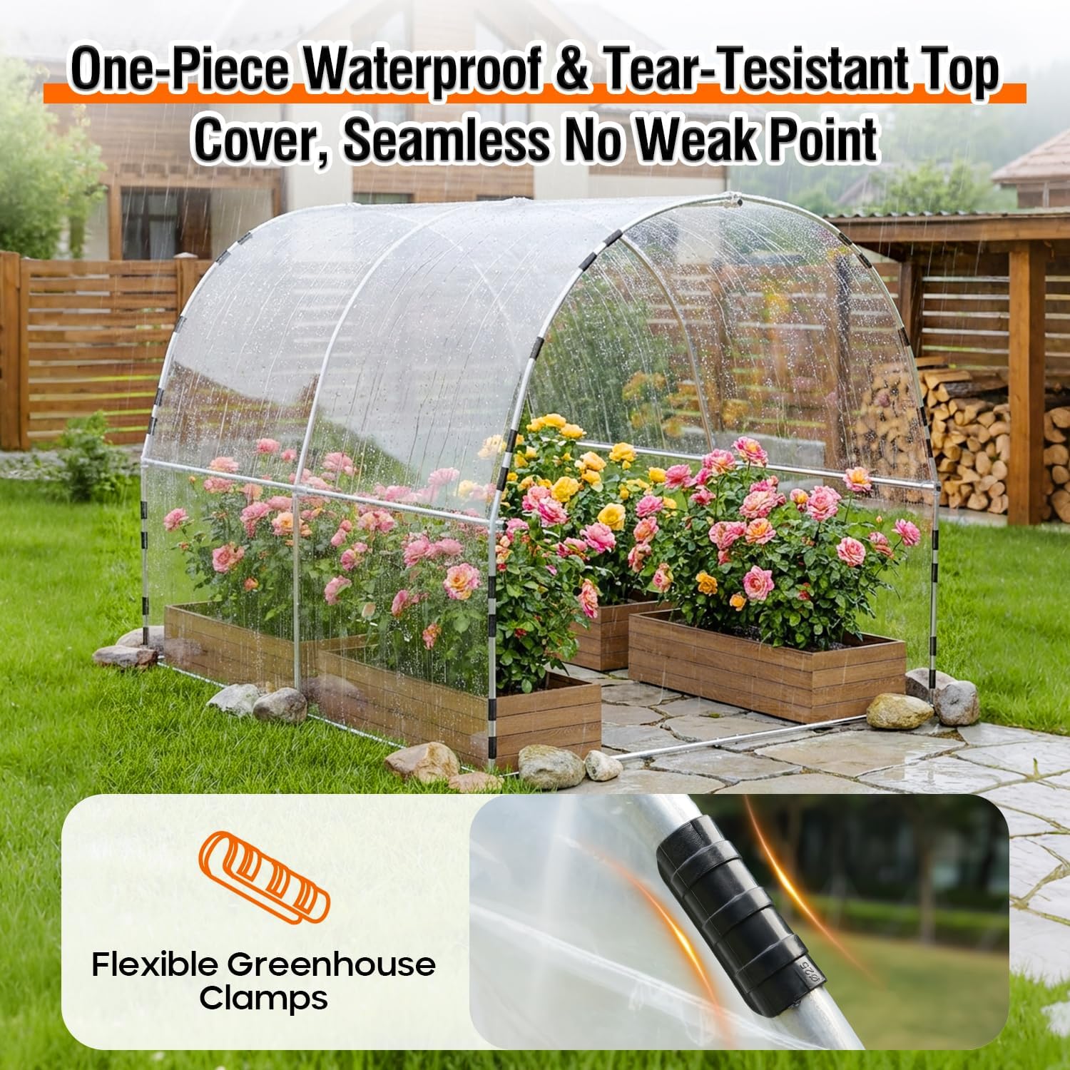 Walk-in Tunnel Greenhouse for Outdoors 9.9 x 7.9 x 6.6 ft Large Outdoor Greenhouses High Tunnels for Garden Heavy Duty Reinforced Frame with Thick PE Cover Green Houses Tent for Outside
