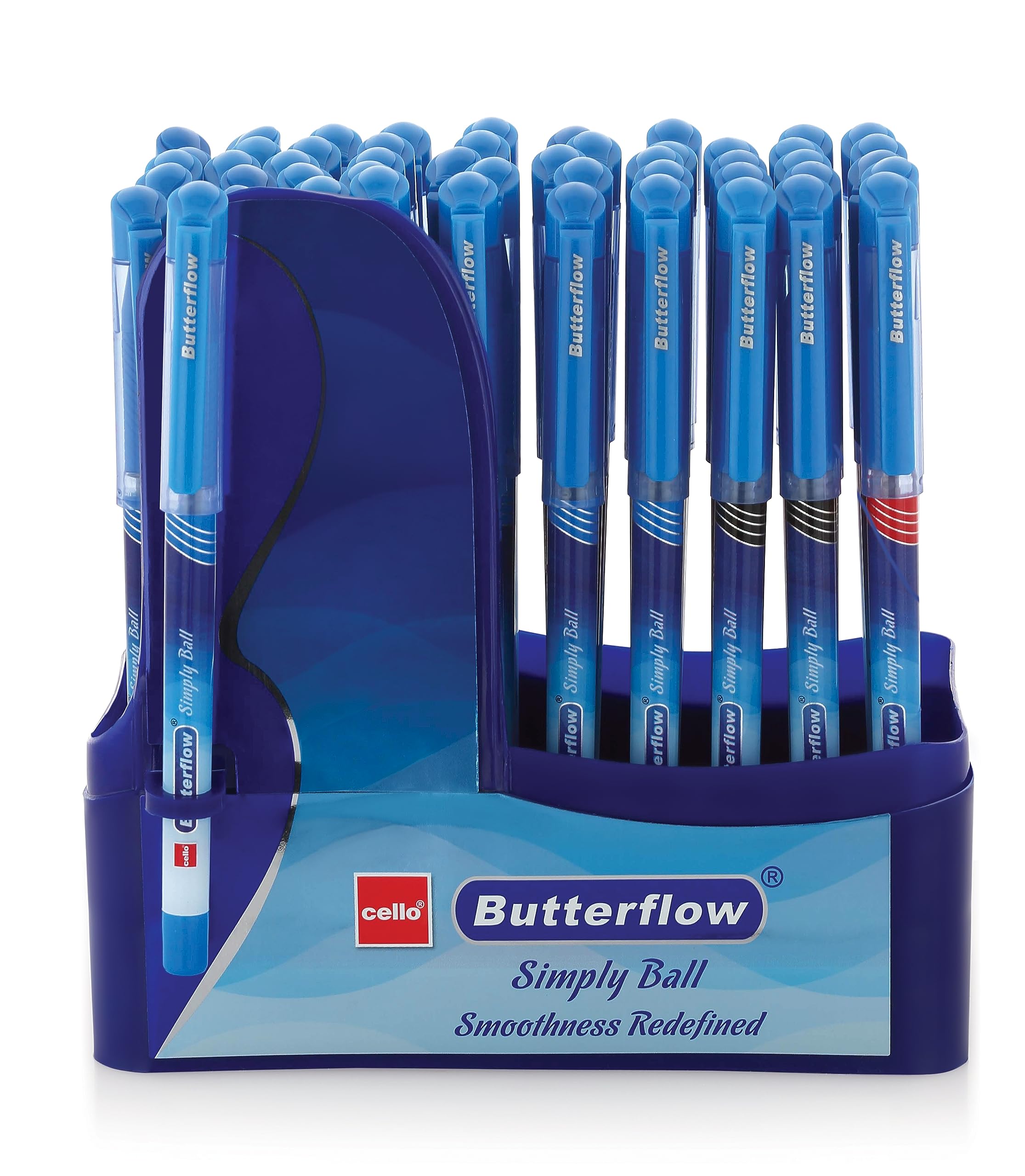 Cello Butterflow Simply Blue Ball Pen| Pack of 50 Pens |Ball Pens Blue | Ball Pens Set for Students | Pens for Office Use | Ball Pens for Writing Pens | Best pen for Exam