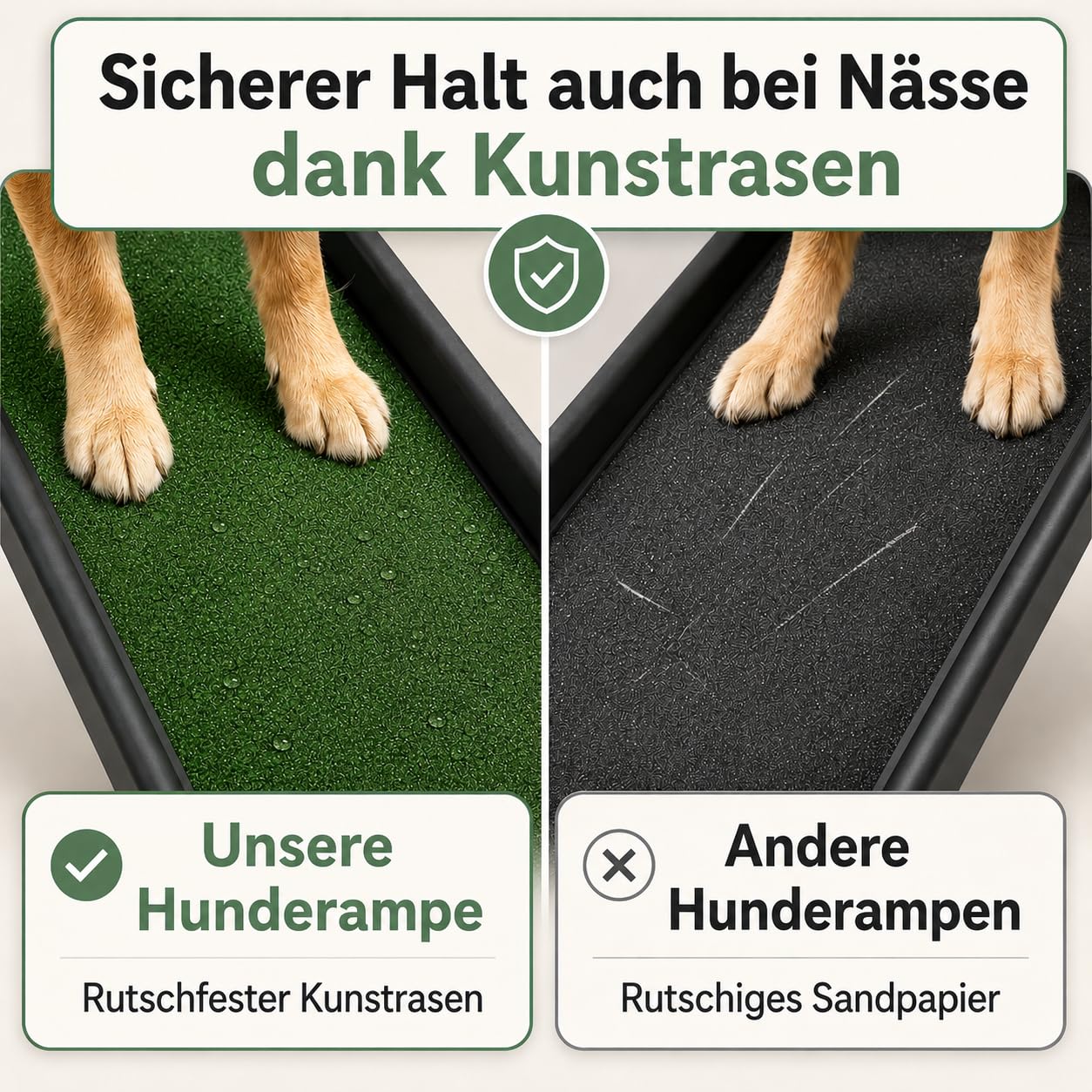 Hunderampe Autorampe klappbar rutschfest mit Kunstrasen bis 90 kg 157x40cm | Einstiegshilfe für Kofferraum. Hundetreppe Hundeautorampe Kofferraumrampe Rampe Hund