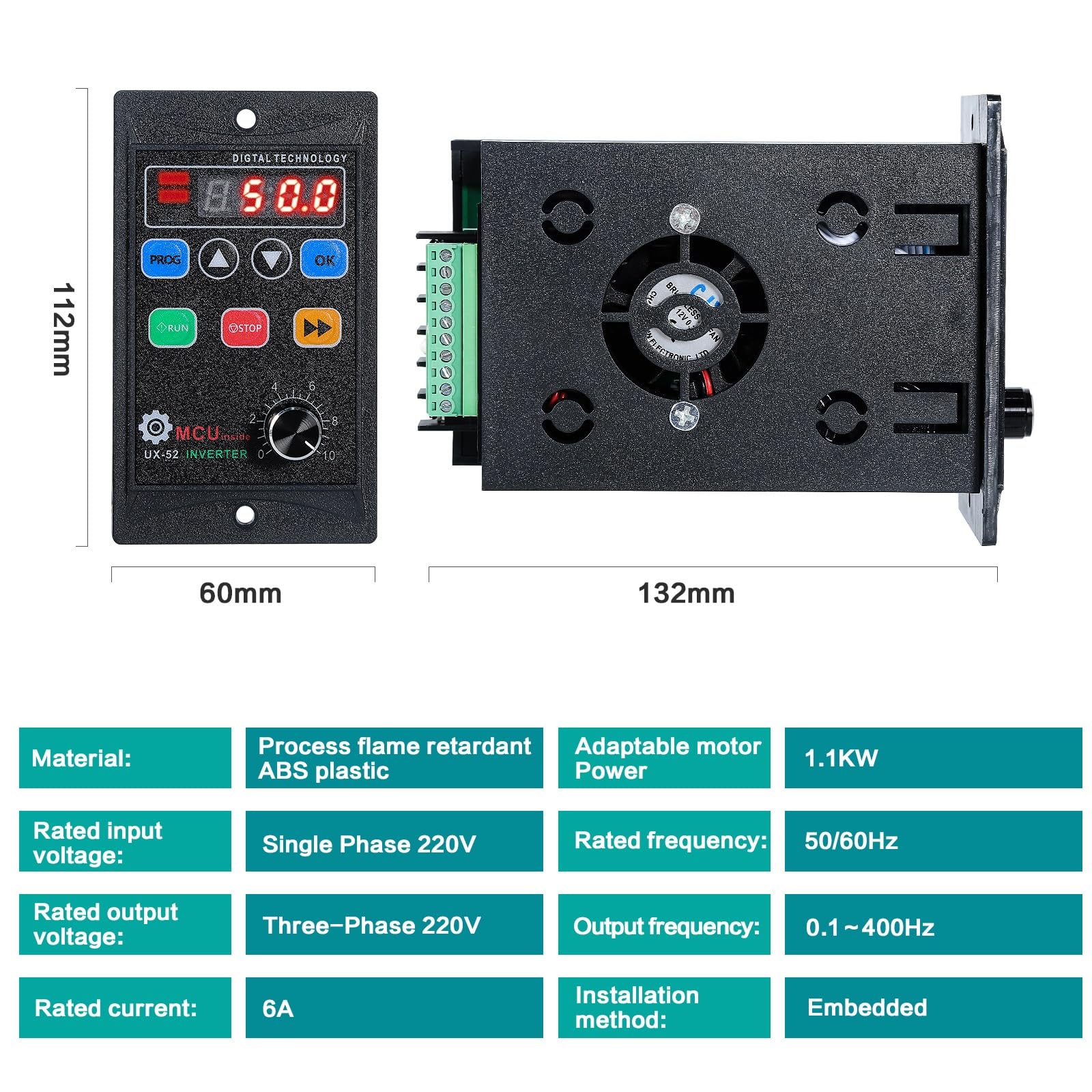 DEWIN Convertitore di Frequenza VFD,AC220V 1100W VFD Convertitore di Velocità Inverter per Motori Trifase Regolatore velocità del Motore Ingresso Monofase Uscita Trifase Regolatore di Velocità 220V