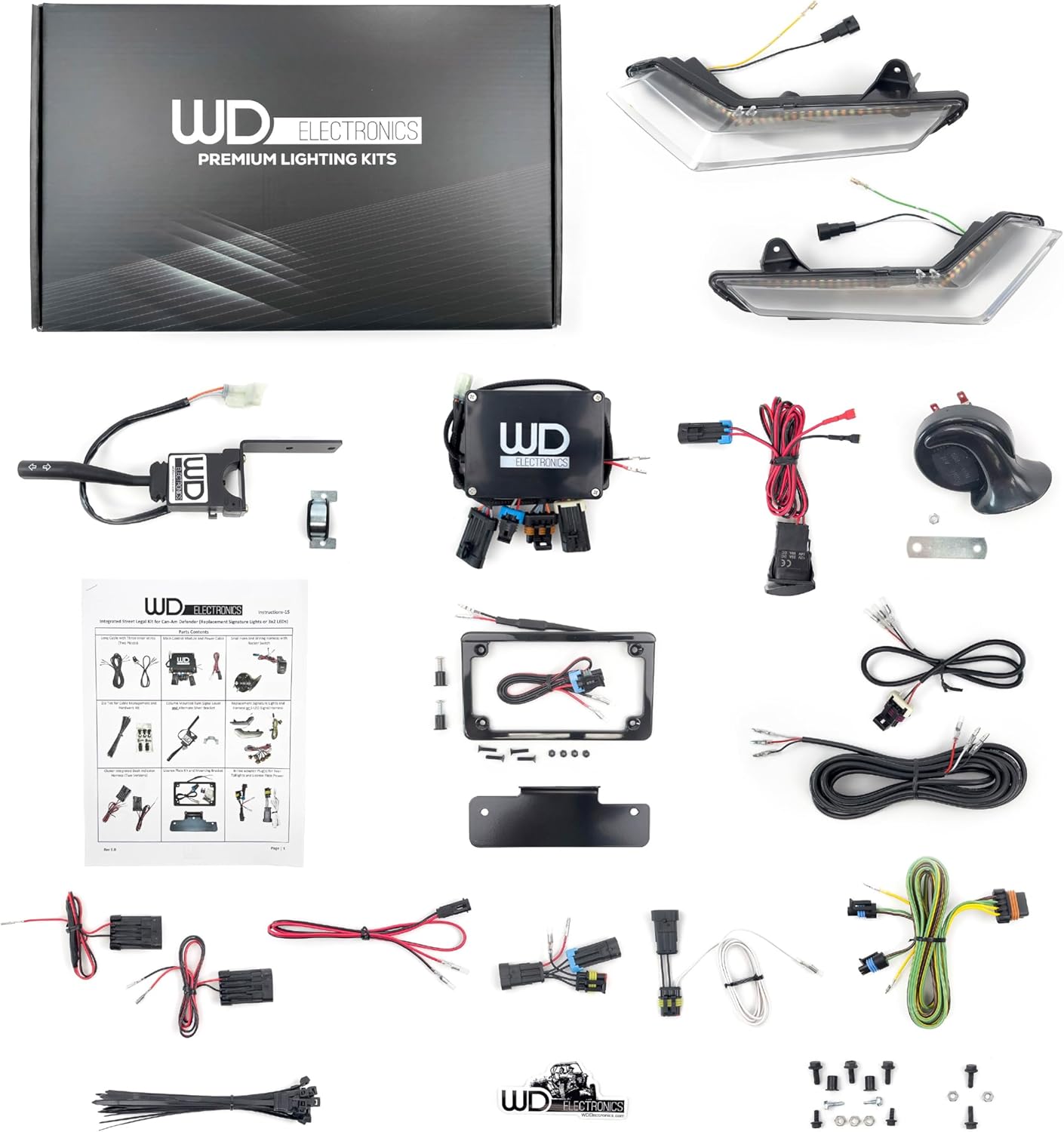 WD Electronics Compatible with 2020+ Can-AM Defender Front Signature Lights, Integrated Street Legal Turn Signal Kit, Easy Install Plug and Play