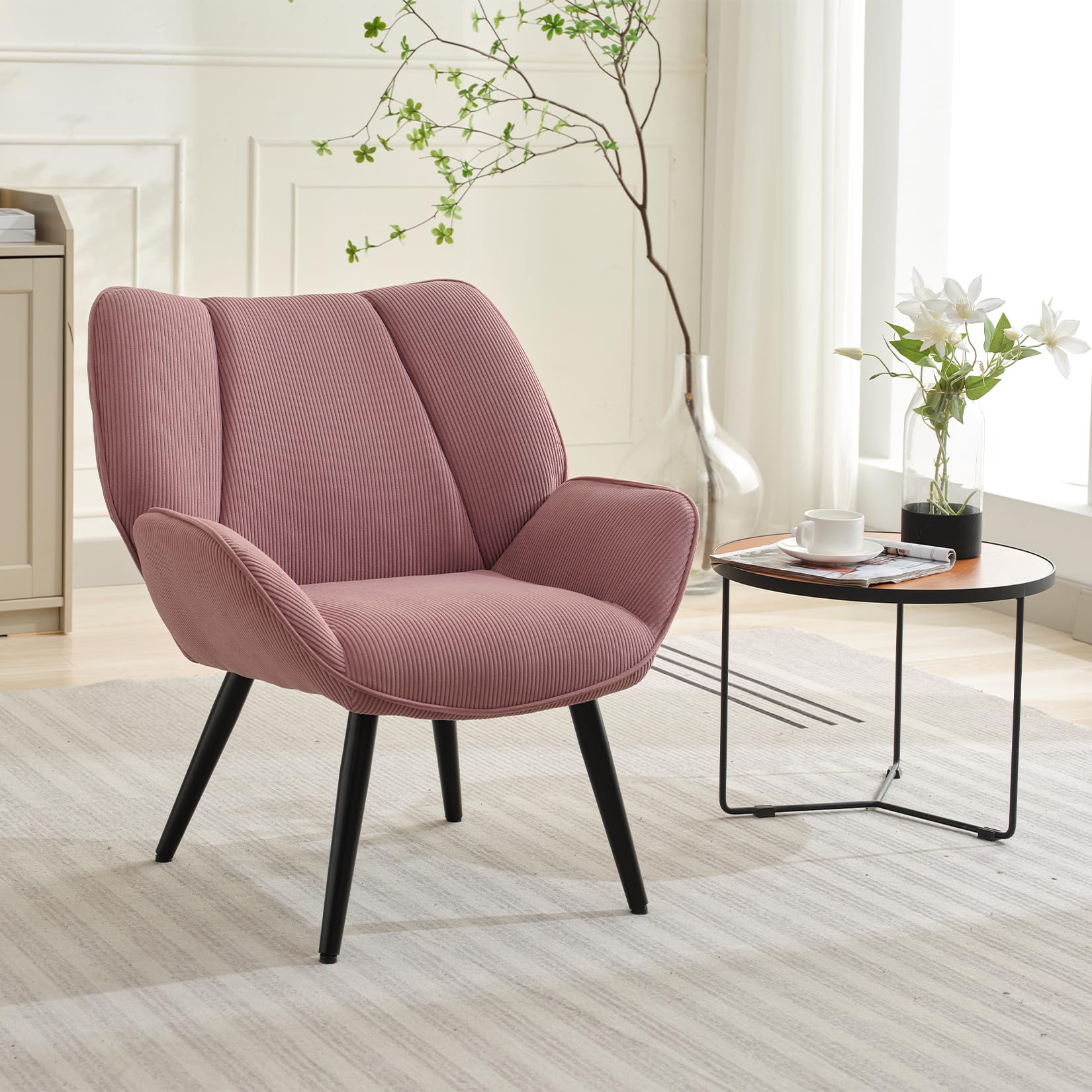 BonHaus Modernas Sillones de suplemento para sala de estar, sillones acolchados con patas metálicas, sillón de lectura relajante para dormitorio, sala de estar y oficina