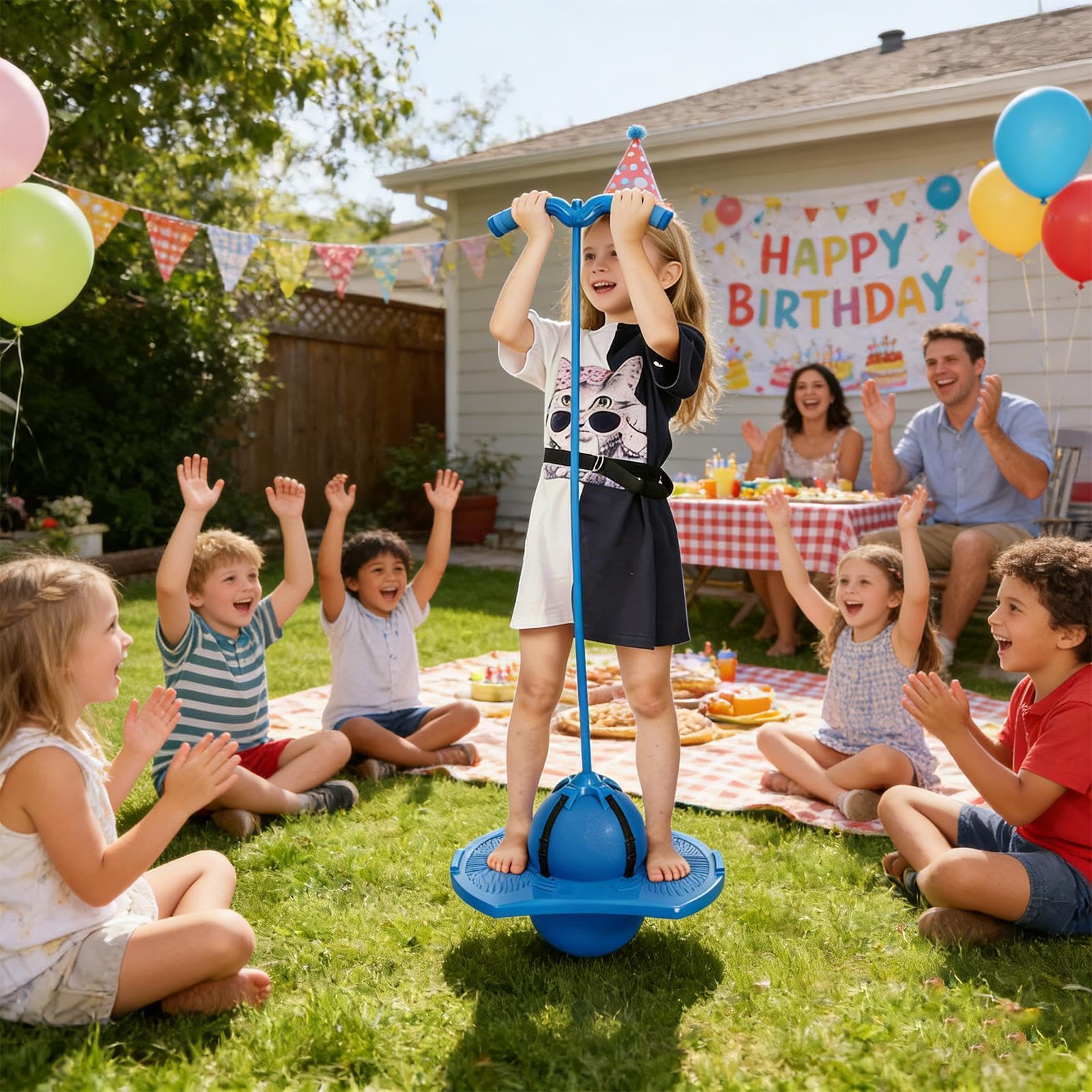 Springendes Spielzeug, interaktiv, leise, mit Griff und Luftpumpe, lustiges Hüpfspielzeug – für Zuhause, Schule, Spiele, Reisen, Sport, Camping