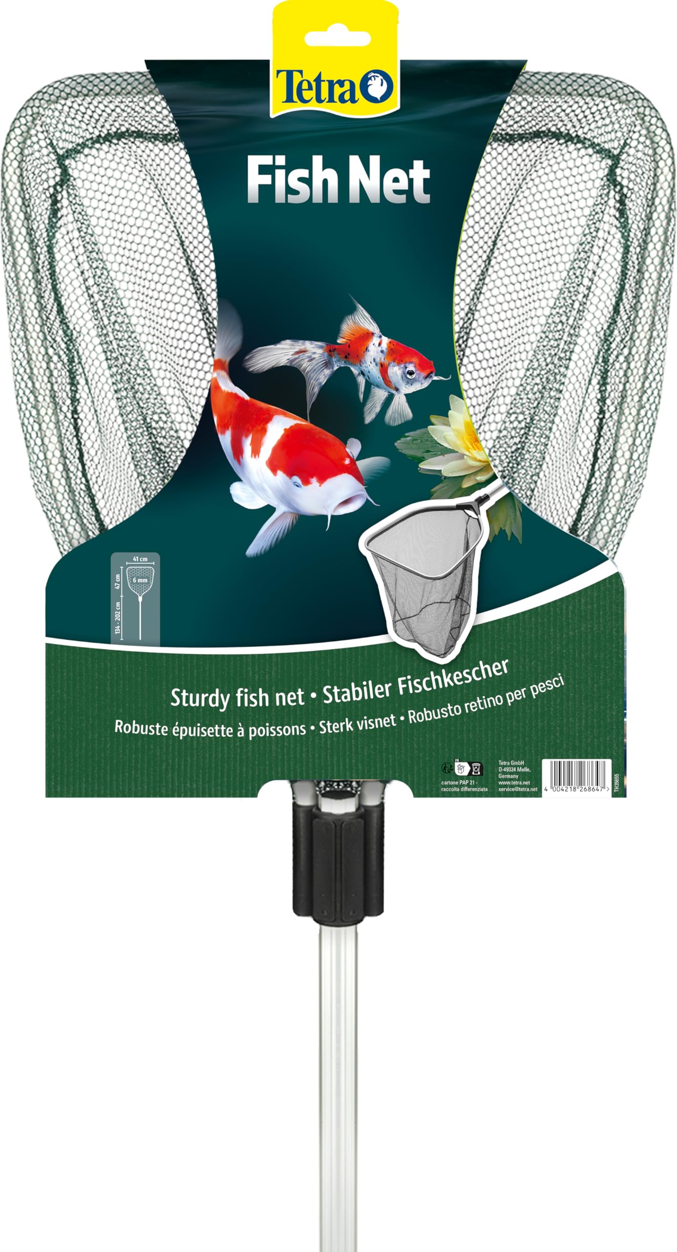 Tetra Pond Fish Net Épuisette à Poisson Stable avec Manche télescopique pour Une Prise sûre des Poissons de Bassin de Jardin